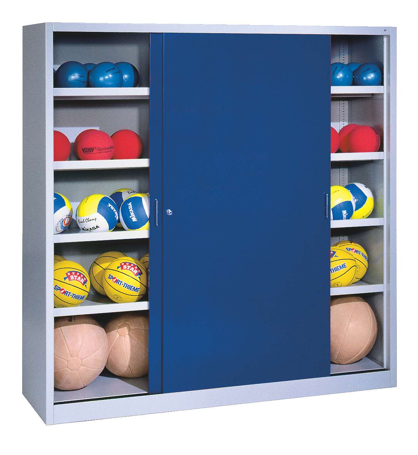 C+P Ballschrank (HxBxT: 195x120x40 cm, mit Vollblech-Schiebetüren, Typ 4), Enzianblau (RAL 5010), Gleichschließung Unkategorisiert online kaufen