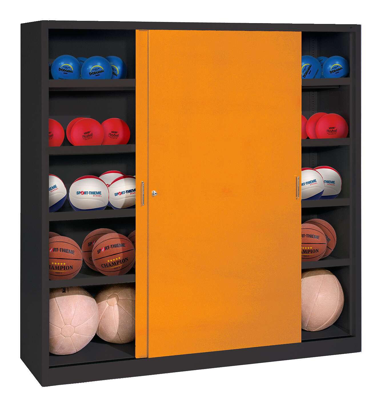 C+P Ballschrank (HxBxT: 195x120x40 cm, mit Vollblech-Schiebetüren, Typ 4), Gelborange (RAL 2000), Einzelschließung Unkategorisiert online kaufen