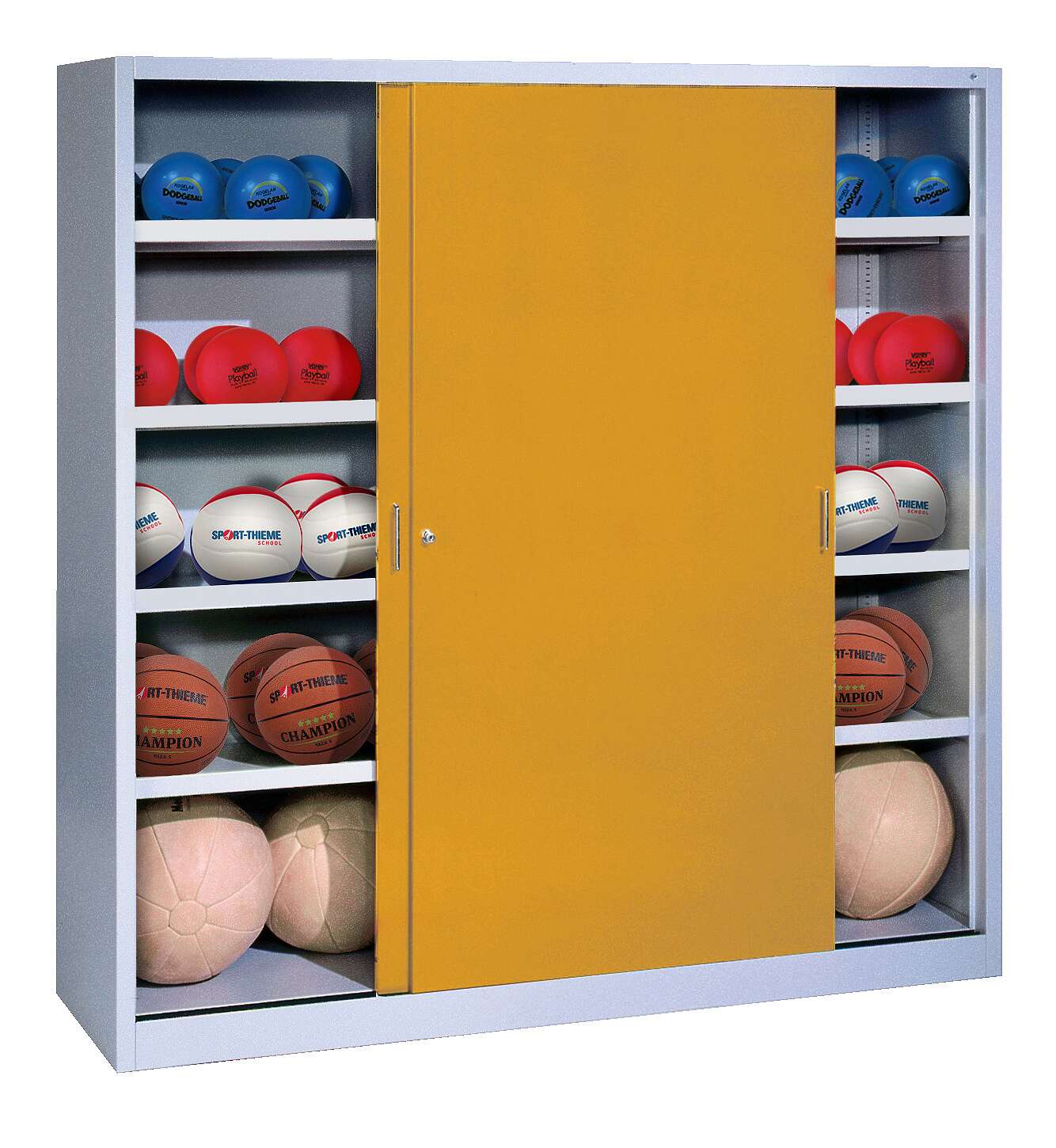 C+P Ballschrank (HxBxT: 195x120x40 cm, mit Vollblech-Schiebetüren, Typ 4), Goldgelb (RAL 1004), Einzelschließung Unkategorisiert online kaufen
