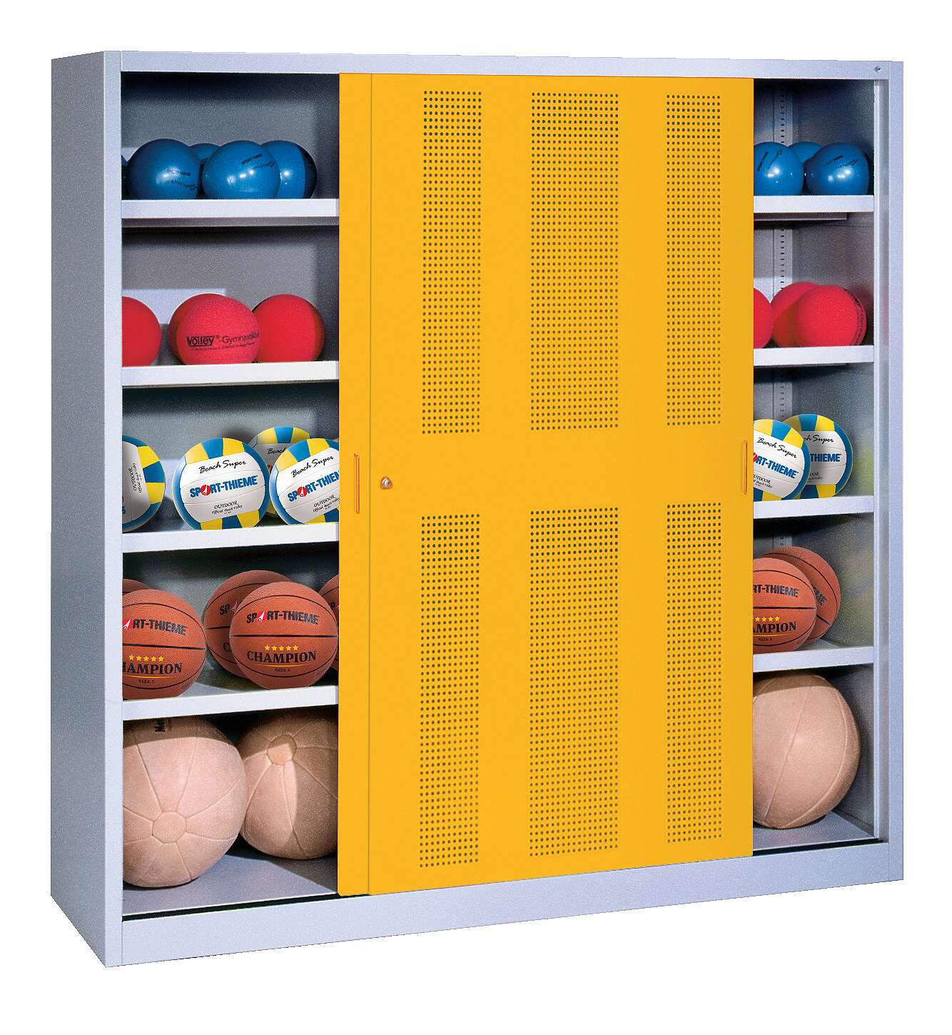 C+P Ballschrank (HxBxT: 195x160x60 cm, mit Lochblech-Schiebetüren, Typ 4), Verkehrsgelb (RAL 1023), Gleichschließung Unkategorisiert online kaufen C+P Ballschrank (HxBxT: 195x160x60 cm, mit Lochblech-Schiebetüren, Typ 4), Verkehrsgelb (RAL 1023), Gleichschließung Unkategorisiert online kaufen