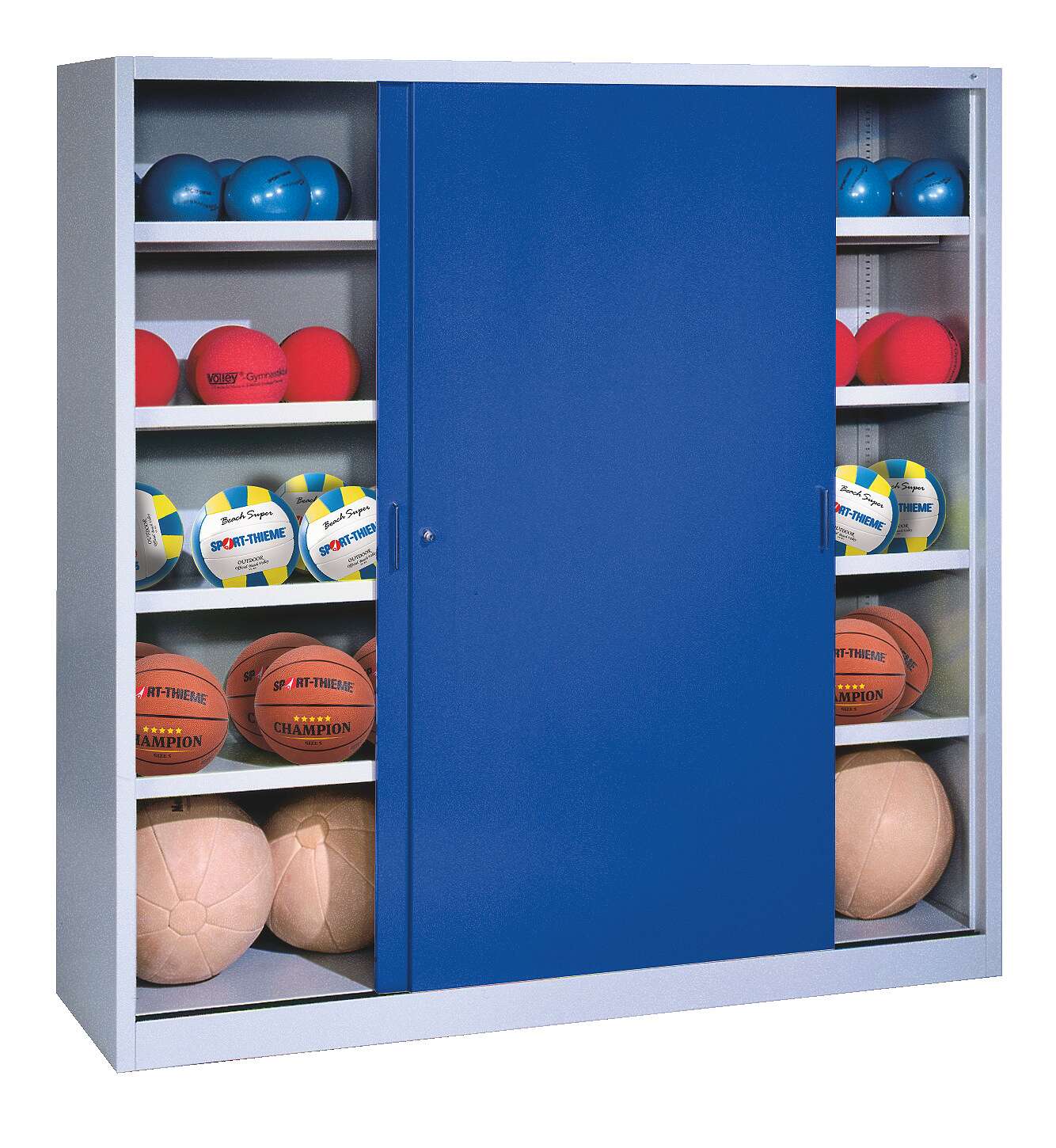 C+P Ballschrank (HxBxT: 195x160x60 cm, mit Vollblech-Schiebetüren, Typ 4), Enzianblau (RAL 5010), Einzelschließung Unkategorisiert online kaufen