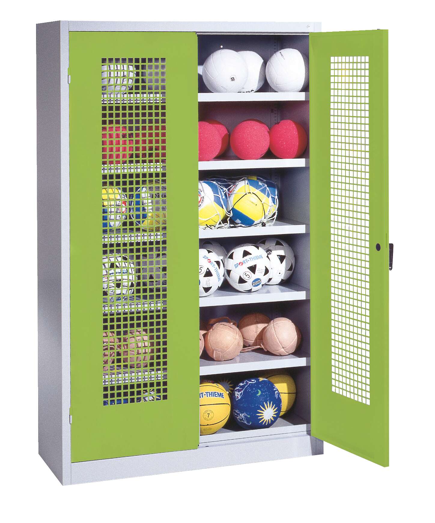 C+P Ballschrank mit Lochblech-Flügeltüren (Typ 3), HxBxT 195x120x50 cm, Ergo-Lock Muldengriff, Clowngrün (RAL 110 80 60), Lichtgrau (RAL 7035), Einzelschließung Unkategorisiert online kaufen C+P Ballschrank mit Lochblech-Flügeltüren (Typ 3), HxBxT 195x120x50 cm, Ergo-Lock Muldengriff, Clowngrün (RAL 110 80 60), Lichtgrau (RAL 7035), Einzelschließung Unkategorisiert online kaufen