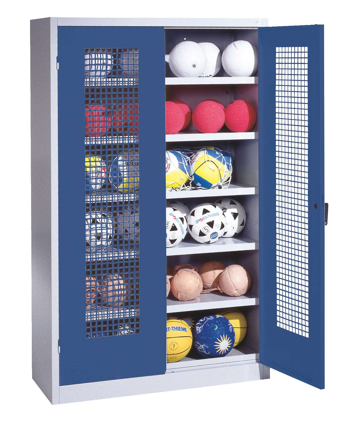 C+P Ballschrank mit Lochblech-Flügeltüren (Typ 3), HxBxT 195x120x50 cm, Ergo-Lock Muldengriff, Enzianblau (RAL 5010), Lichtgrau (RAL 7035), Einzelschließung Unkategorisiert online kaufen C+P Ballschrank mit Lochblech-Flügeltüren (Typ 3), HxBxT 195x120x50 cm, Ergo-Lock Muldengriff, Enzianblau (RAL 5010), Lichtgrau (RAL 7035), Einzelschließung Unkategorisiert online kaufen
