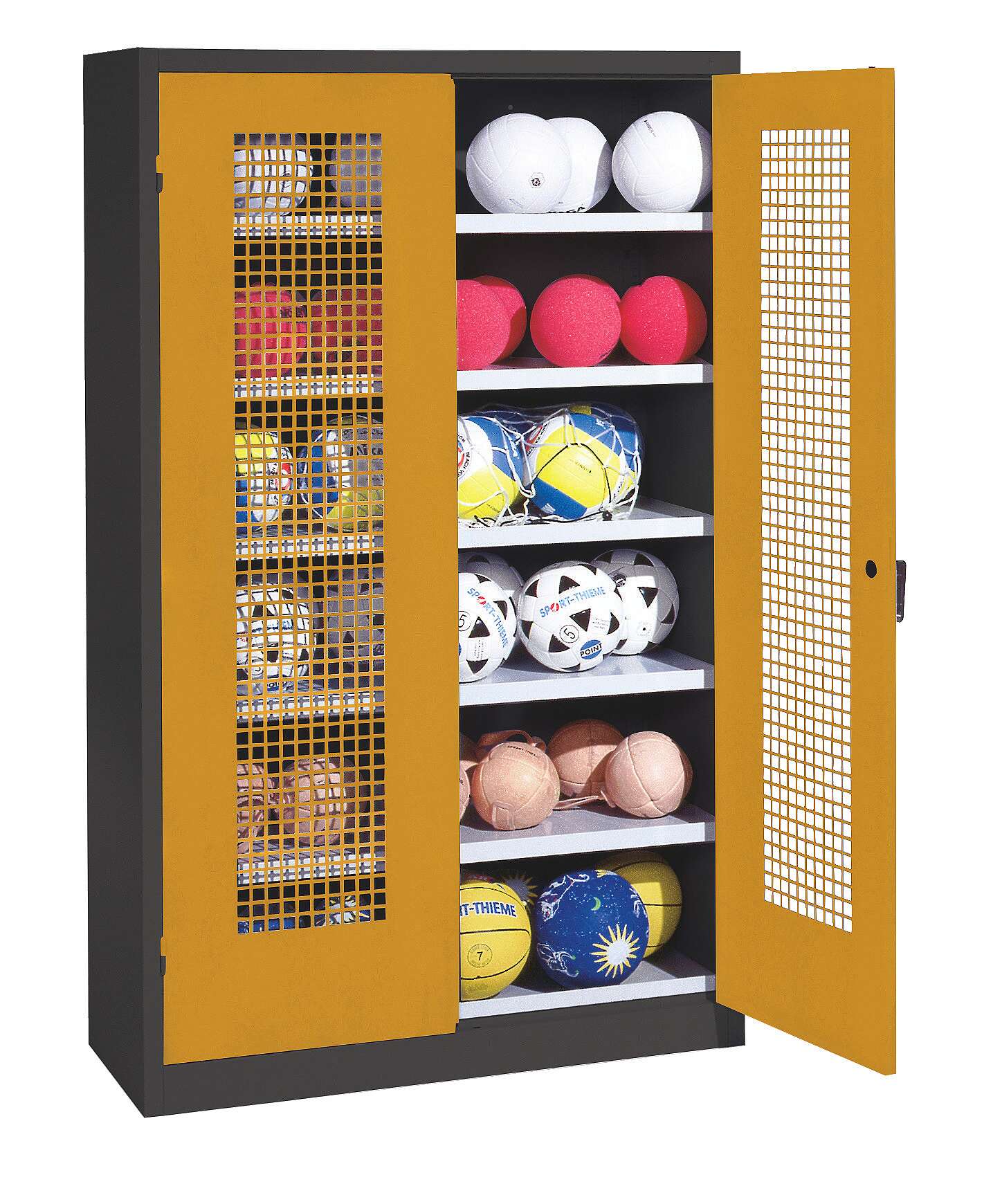 C+P Ballschrank mit Lochblech-Flügeltüren (Typ 3), HxBxT 195x120x50 cm, Ergo-Lock Muldengriff, Goldgelb (RAL 1004), Anthrazit (RAL 7021), Gleichschließung Unkategorisiert online kaufen C+P Ballschrank mit Lochblech-Flügeltüren (Typ 3), HxBxT 195x120x50 cm, Ergo-Lock Muldengriff, Goldgelb (RAL 1004), Anthrazit (RAL 7021), Gleichschließung Unkategorisiert online kaufen
