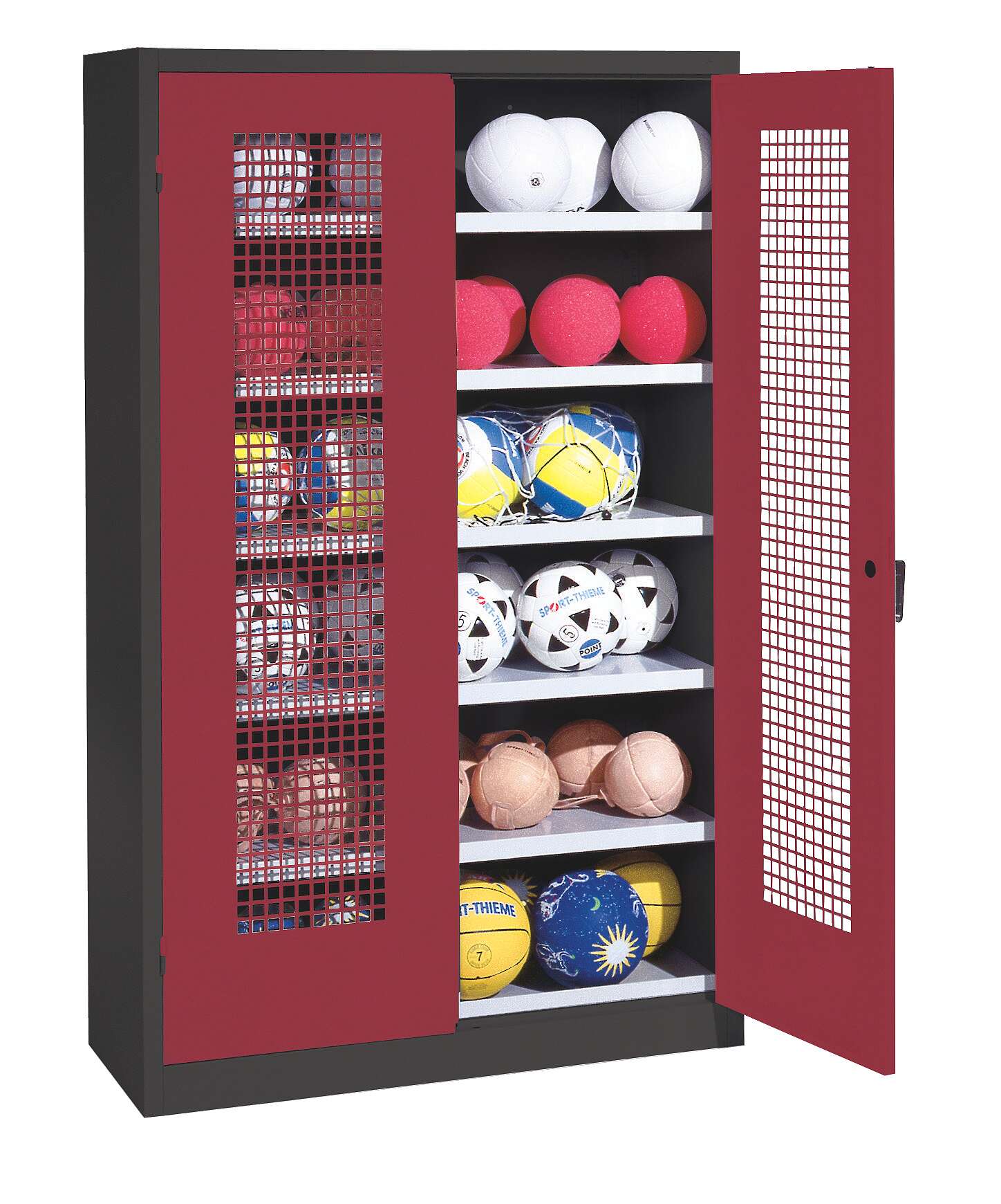 C+P Ballschrank mit Lochblech-Flügeltüren (Typ 3), HxBxT 195x120x50 cm, Ergo-Lock Muldengriff, Rubinrot (RAL 3003), Anthrazit (RAL 7021), Gleichschließung Unkategorisiert online kaufen C+P Ballschrank mit Lochblech-Flügeltüren (Typ 3), HxBxT 195x120x50 cm, Ergo-Lock Muldengriff, Rubinrot (RAL 3003), Anthrazit (RAL 7021), Gleichschließung Unkategorisiert online kaufen