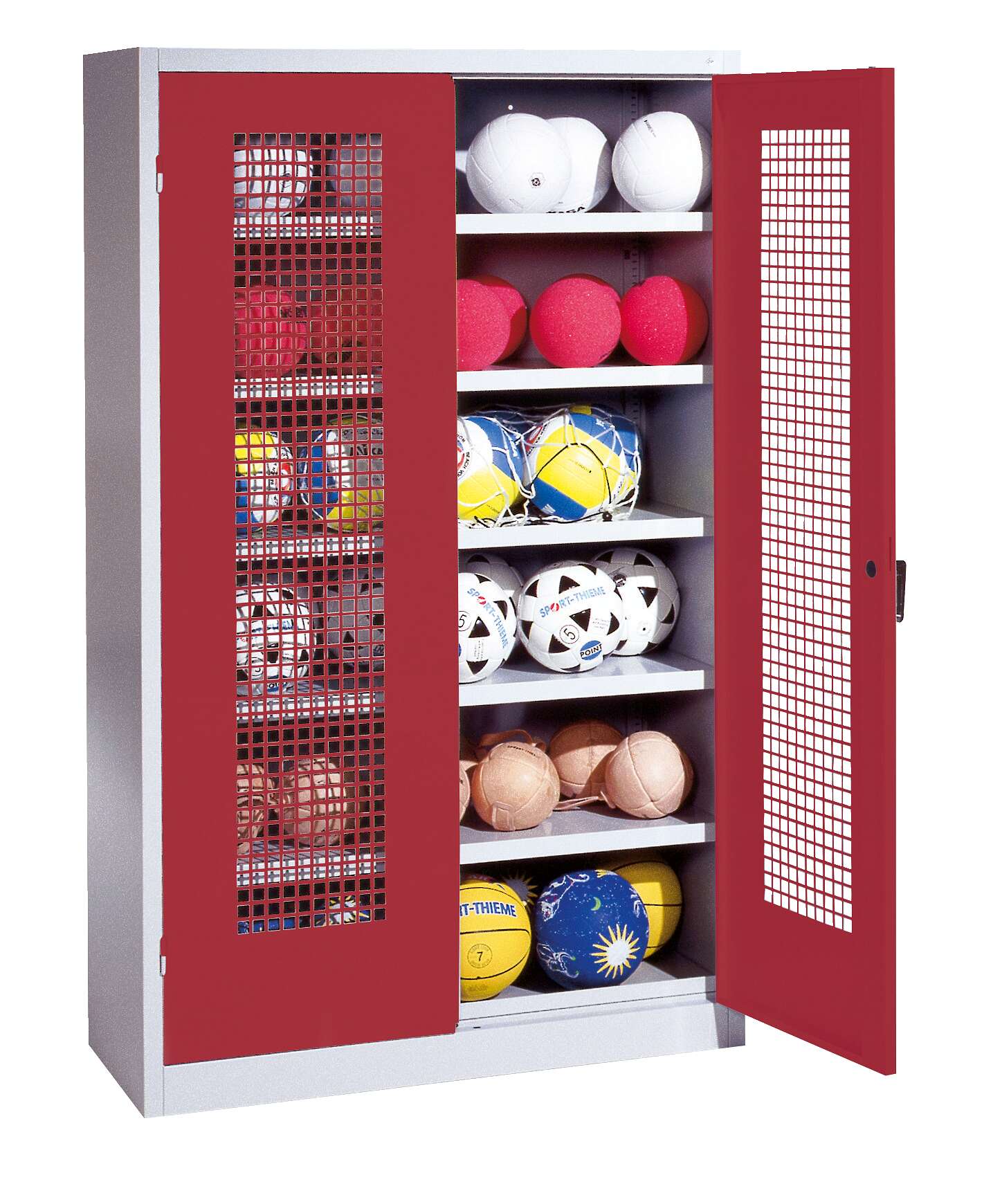 C+P Ballschrank mit Lochblech-Flügeltüren (Typ 3), HxBxT 195x120x50 cm, Rubinrot (RAL 3003), Gleichschließung Unkategorisiert online kaufen