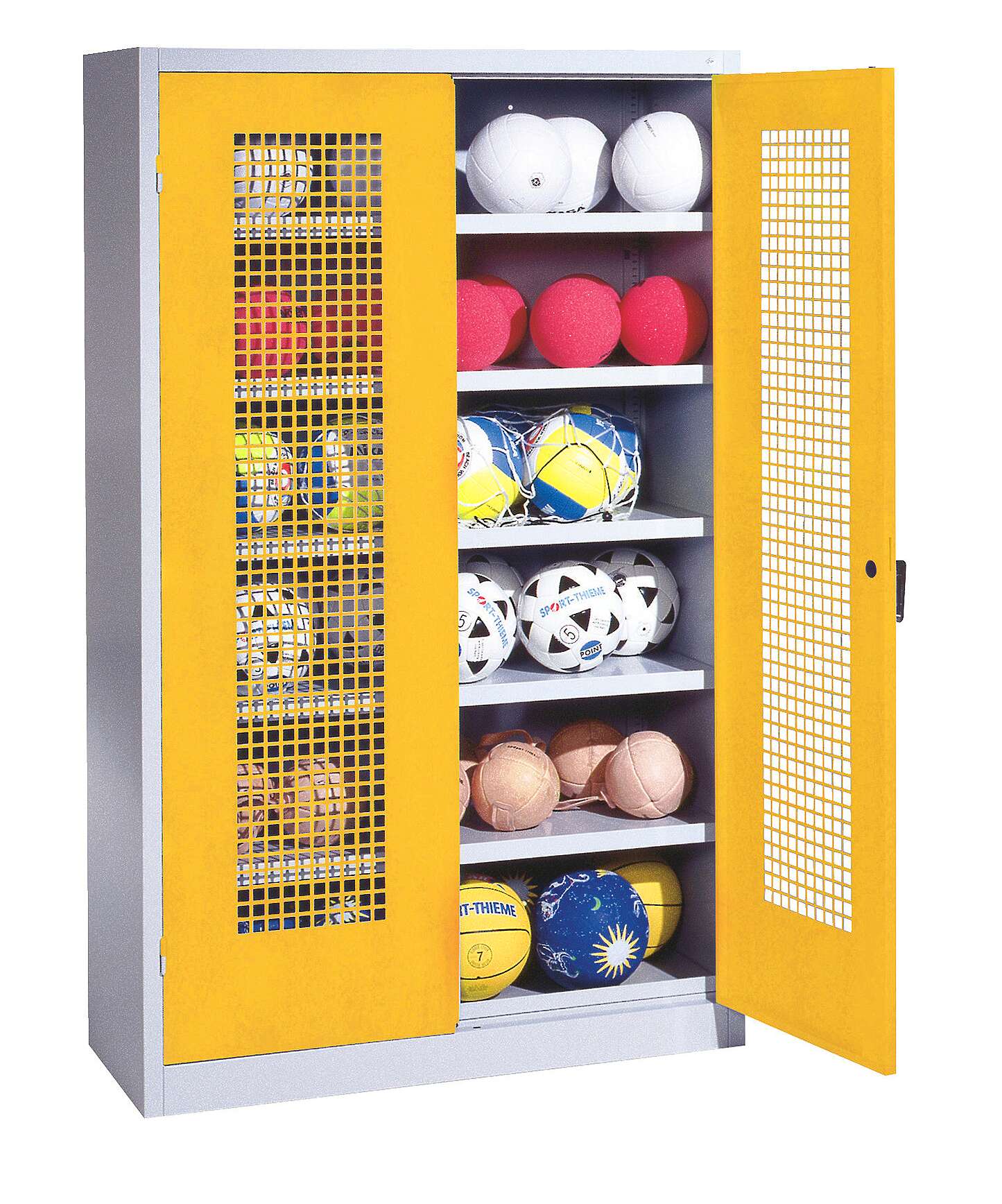 C+P Ballschrank mit Lochblech-Flügeltüren (Typ 3), HxBxT 195x120x50 cm, Verkehrsgelb (RAL 1023), Gleichschließung Unkategorisiert online kaufen