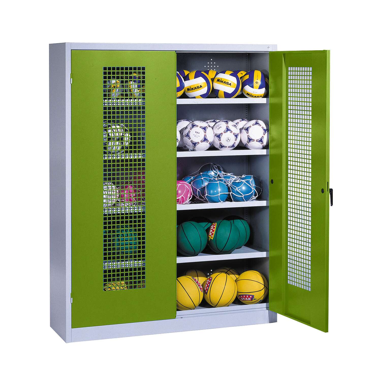 C+P Ballschrank mit Lochblech-Flügeltüren (Typ 3), HxBxT 195x150x50 cm, Clowngrün (RAL 110 80 60), Gleichschließung Unkategorisiert online kaufen
