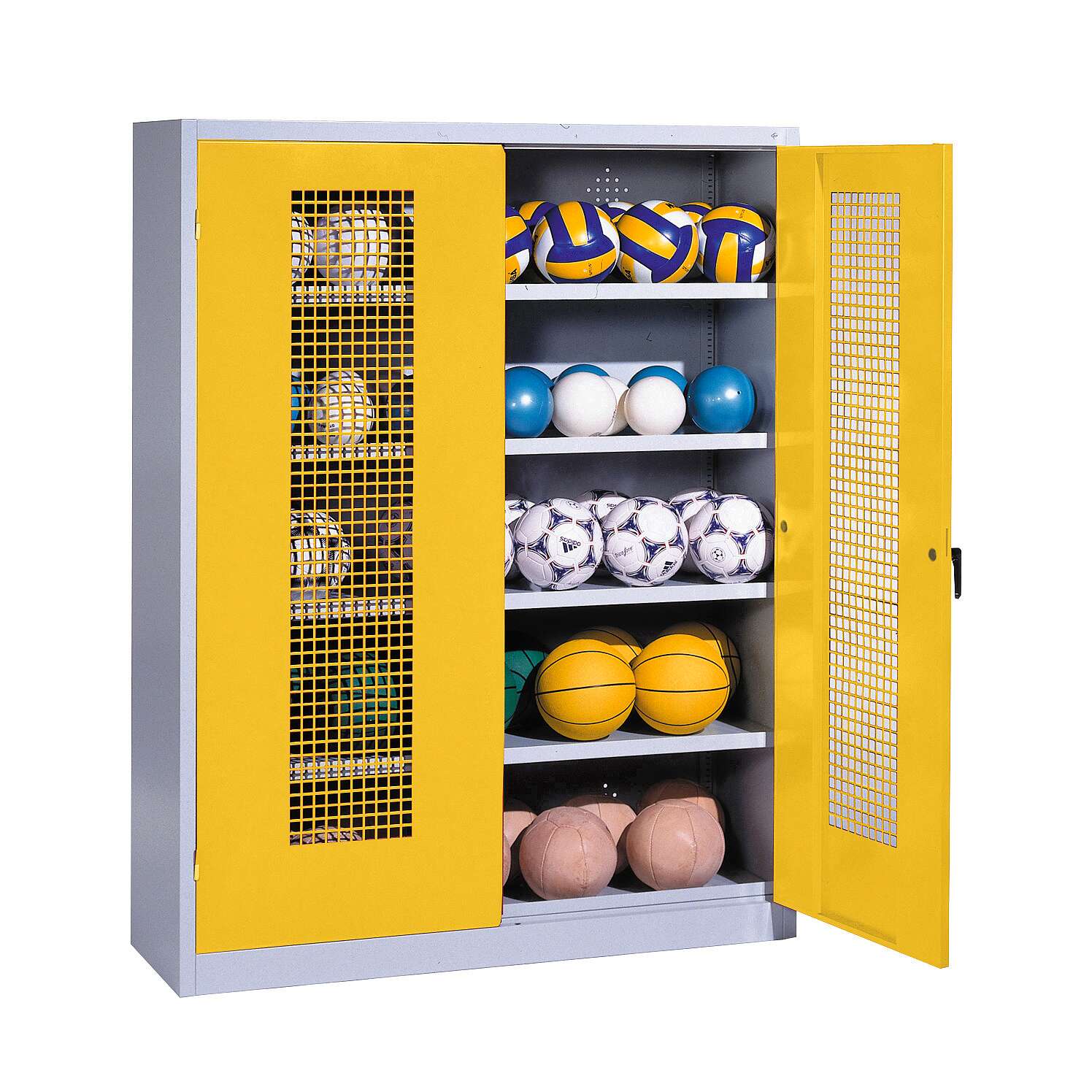 C+P Ballschrank mit Lochblech-Flügeltüren (Typ 3), HxBxT 195x150x50 cm, Verkehrsgelb (RAL 1023), Gleichschließung Unkategorisiert online kaufen