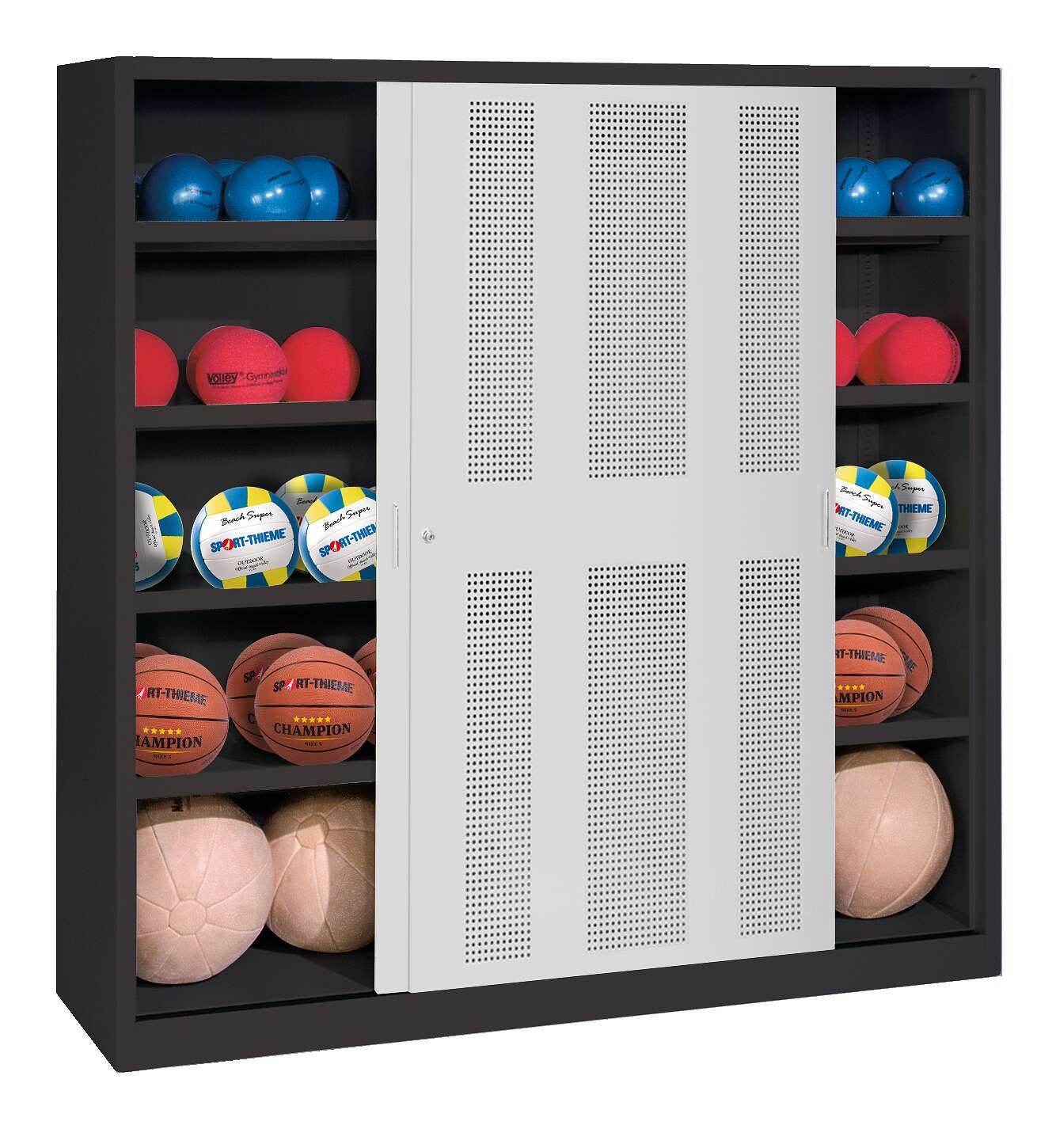 C+P Ballschrank mit Lochblech-Schiebetüren (Typ 4), HxBxT 195x120x50 cm, Lichtgrau (RAL 7035), Anthrazit (RAL 7021), Gleichschließung Unkategorisiert online kaufen C+P Ballschrank mit Lochblech-Schiebetüren (Typ 4), HxBxT 195x120x50 cm, Lichtgrau (RAL 7035), Anthrazit (RAL 7021), Gleichschließung Unkategorisiert online kaufen