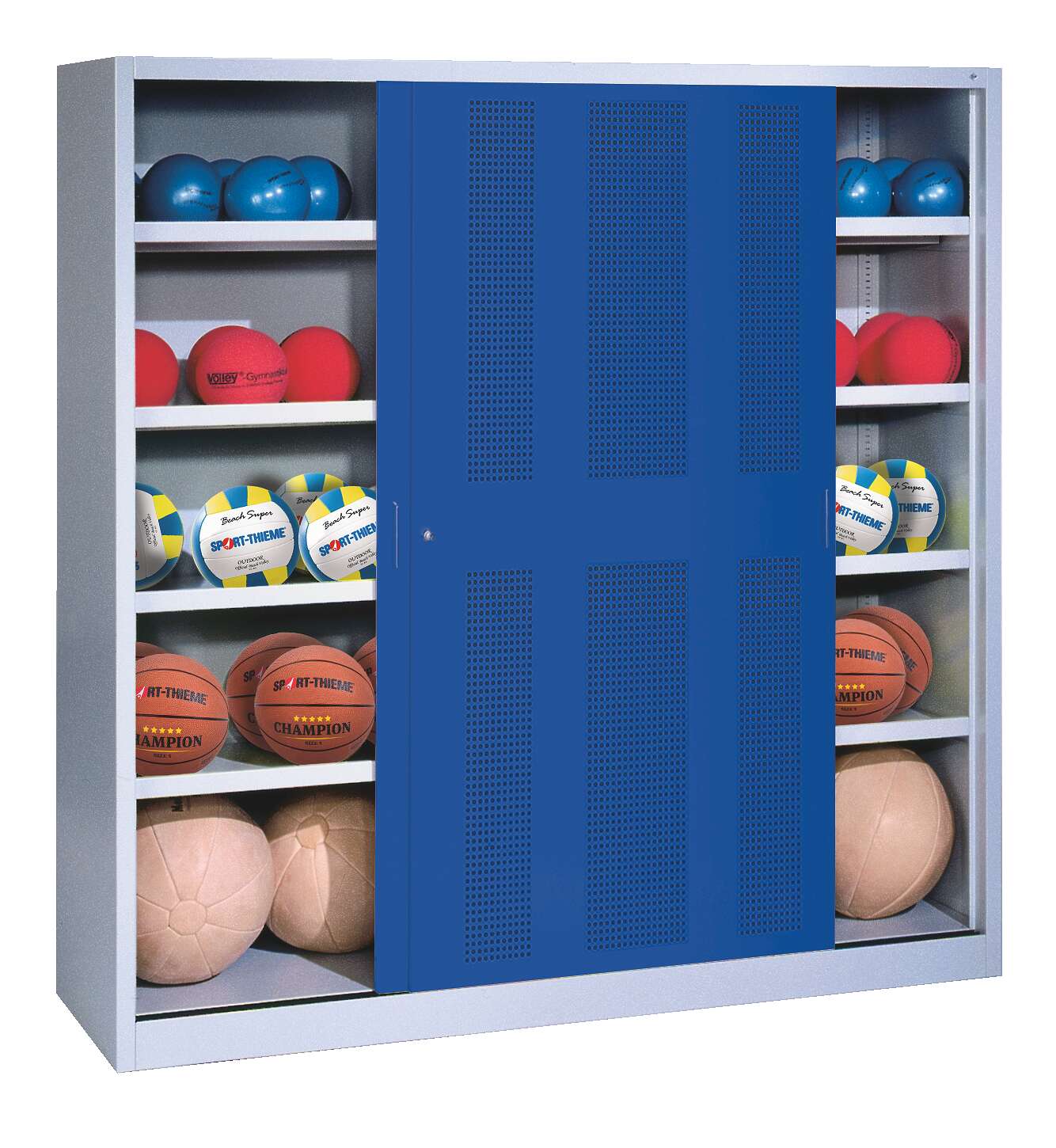 C+P Ballschrank mit Lochblech-Schiebetüren (Typ 4), HxBxT 195x190x60 cm, Enzianblau (RAL 5010), Gleichschließung Unkategorisiert online kaufen