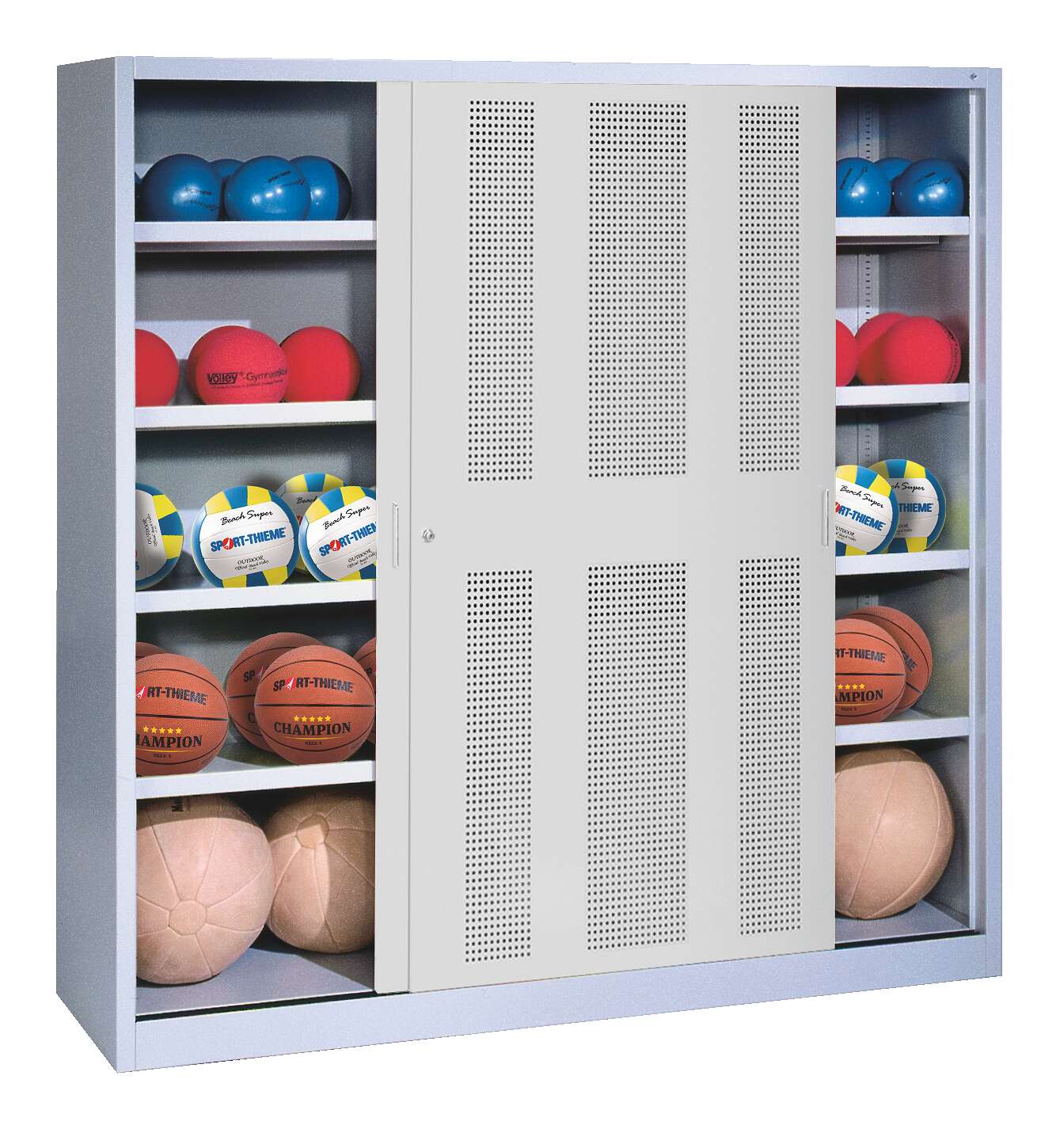 C+P Ballschrank mit Lochblech-Schiebetüren (Typ 4), HxBxT 195x190x60 cm, Lichtgrau (RAL 7035), Lichtgrau (RAL 7035), Gleichschließung Unkategorisiert online kaufen C+P Ballschrank mit Lochblech-Schiebetüren (Typ 4), HxBxT 195x190x60 cm, Lichtgrau (RAL 7035), Lichtgrau (RAL 7035), Gleichschließung Unkategorisiert online kaufen