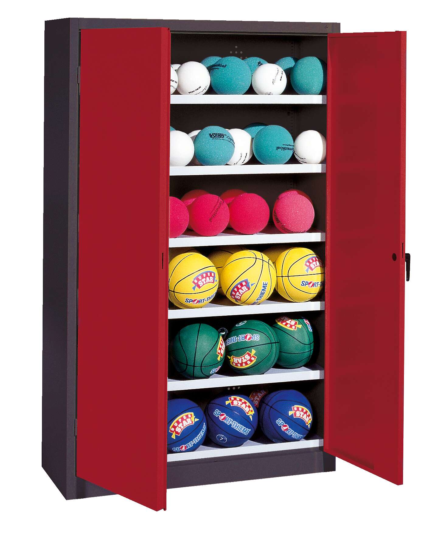C+P Ballschrank mit Vollblech-Flügeltüren (Typ 3), HxBxT: 195x120x50 cm, Ergo-Lock Muldengriff, Rubinrot (RAL 3003), Anthrazit (RAL 7021), Einzelschließung Unkategorisiert online kaufen C+P Ballschrank mit Vollblech-Flügeltüren (Typ 3), HxBxT: 195x120x50 cm, Ergo-Lock Muldengriff, Rubinrot (RAL 3003), Anthrazit (RAL 7021), Einzelschließung Unkategorisiert online kaufen