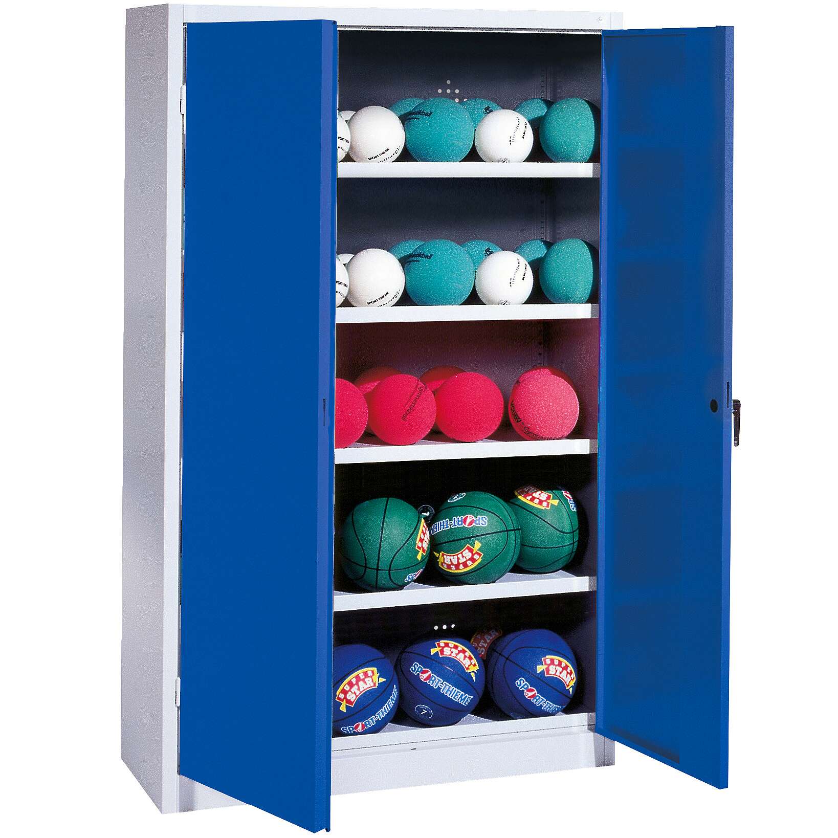 C+P Ballschrank mit Vollblech-Flügeltüren (Typ 3), HxBxT 195x150x50 cm, Ergo-Lock Muldengriff, Enzianblau (RAL 5010), Lichtgrau (RAL 7035), Gleichschließung Unkategorisiert online kaufen C+P Ballschrank mit Vollblech-Flügeltüren (Typ 3), HxBxT 195x150x50 cm, Ergo-Lock Muldengriff, Enzianblau (RAL 5010), Lichtgrau (RAL 7035), Gleichschließung Unkategorisiert online kaufen