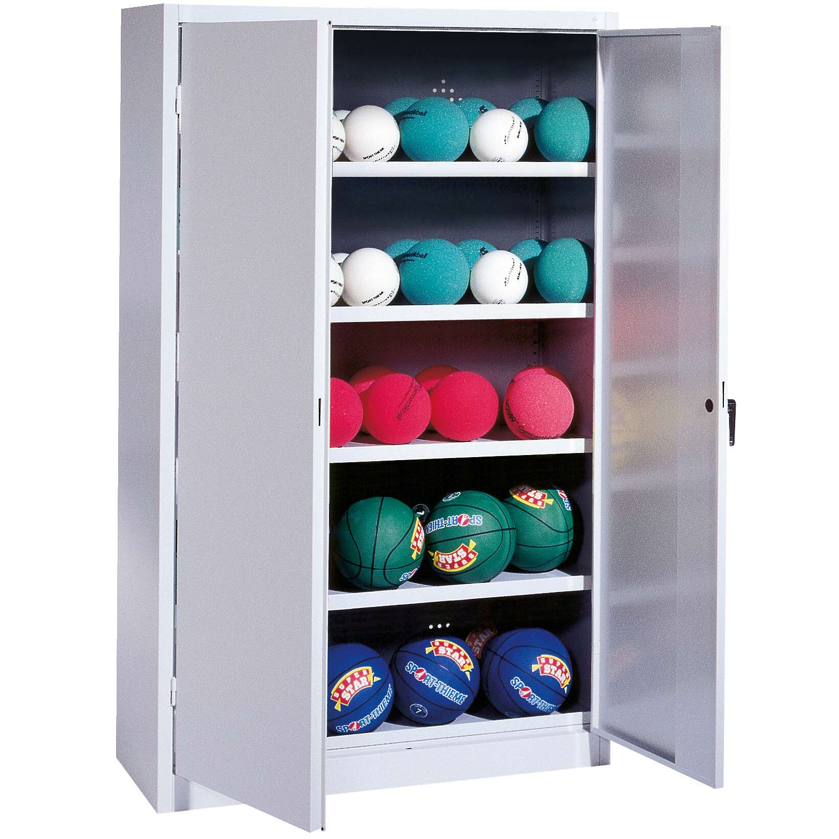 C+P Ballschrank mit Vollblech-Flügeltüren (Typ 3), HxBxT 195x150x50 cm, Lichtgrau (RAL 7035), Ergo-Lock Muldengriff, Lichtgrau (RAL 7035), Einzelschließung Unkategorisiert online kaufen