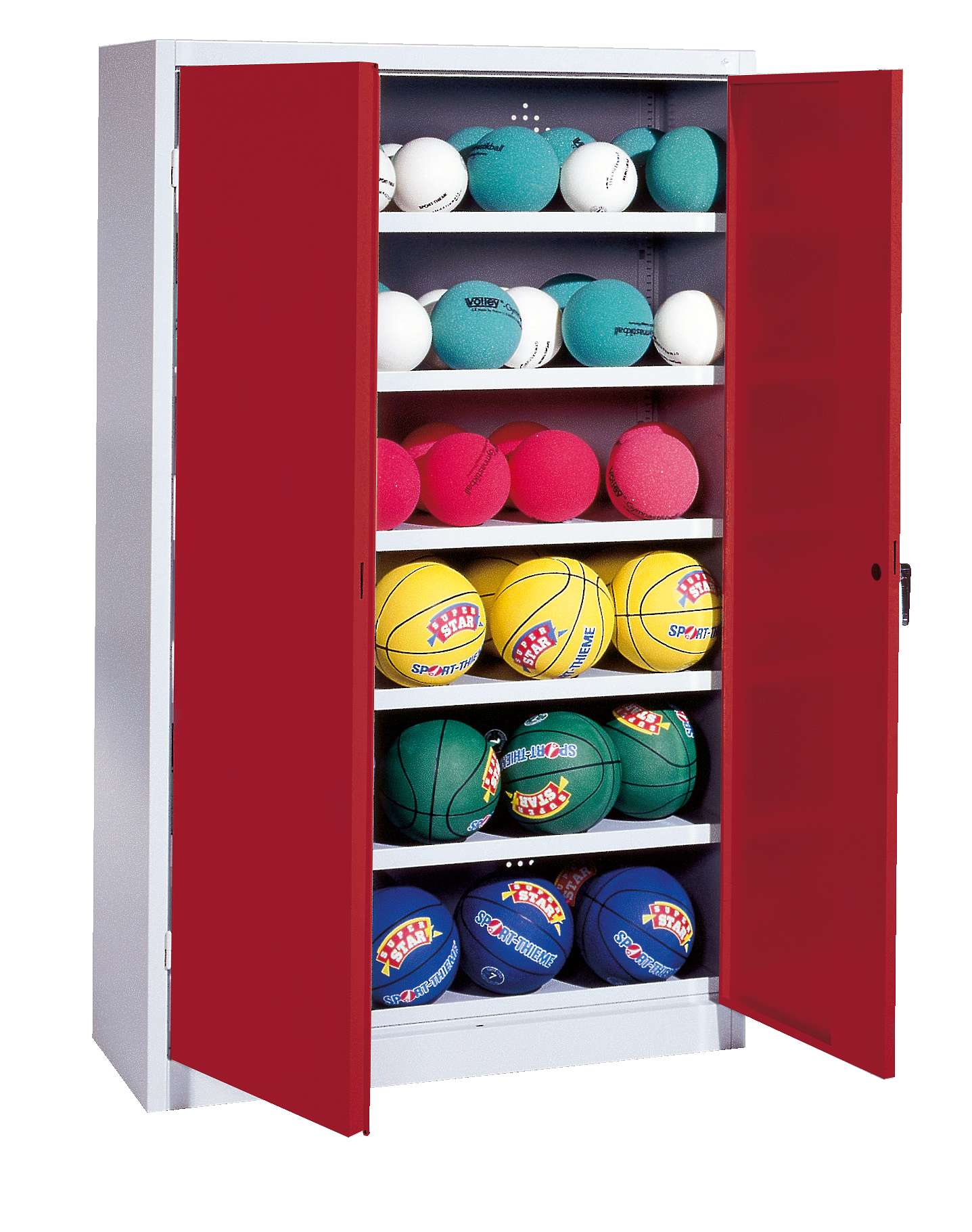 C+P Ballschrank mit Vollblech-Flügeltüren (Typ 3), HxBxT 195x93x40 cm, Rubinrot (RAL 3003), Lichtgrau (RAL 7035), Einzelschließung Unkategorisiert online kaufen