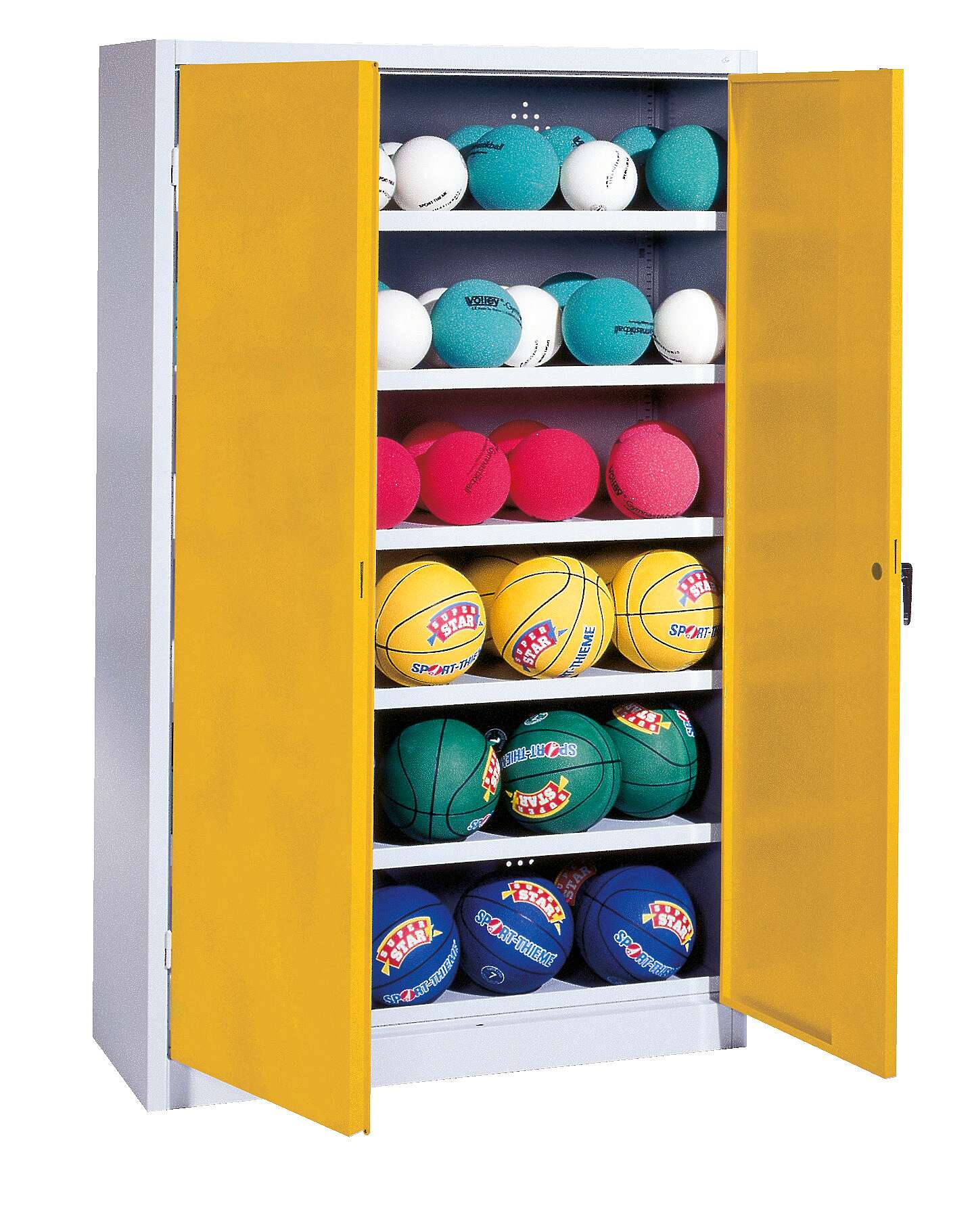 C+P Ballschrank mit Vollblech-Flügeltüren (Typ 3), HxBxT 195x93x40 cm, Verkehrsgelb (RAL 1023), Anthrazit (RAL 7021), Einzelschließung Unkategorisiert online kaufen