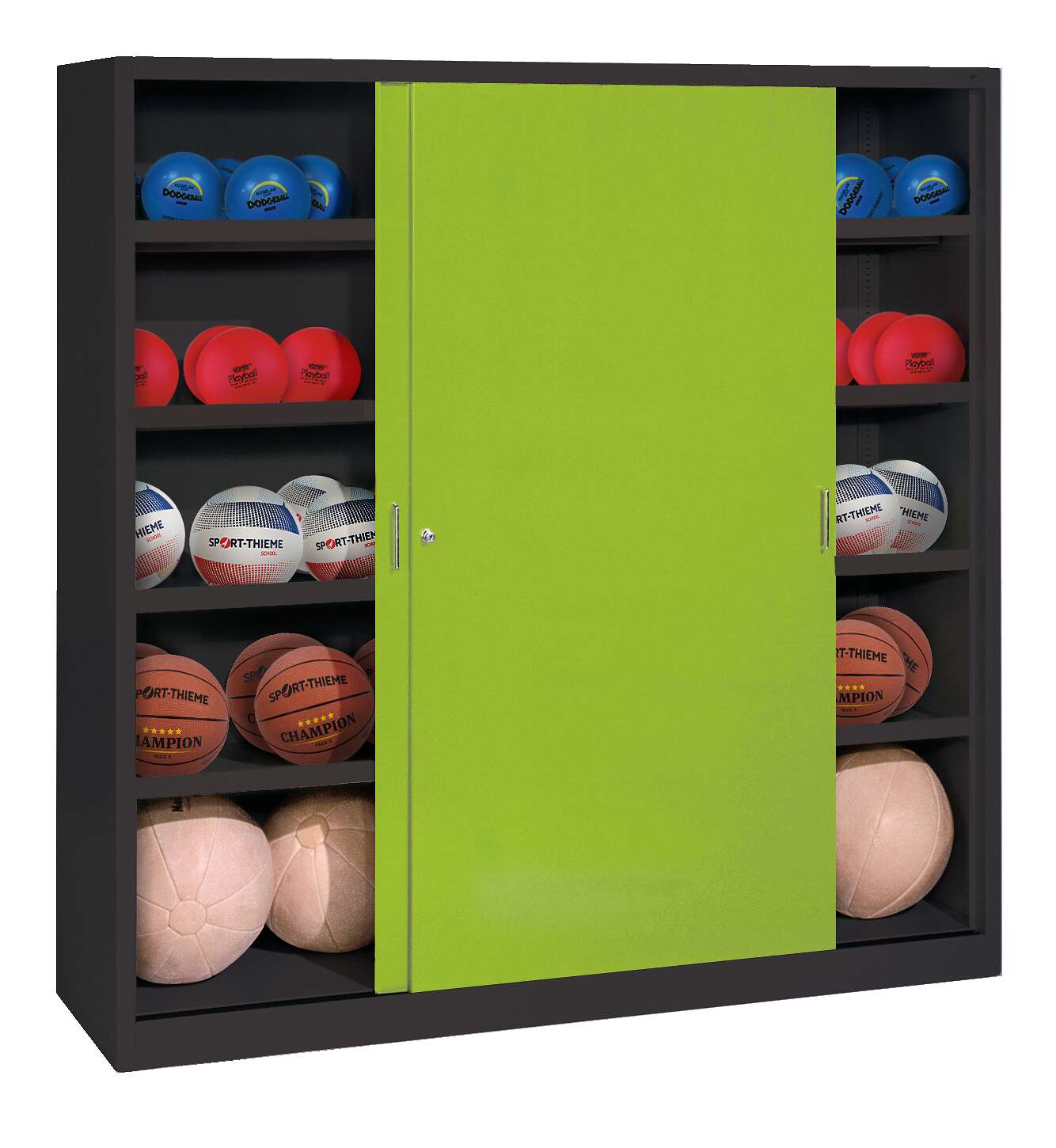 C+P Ballschrank mit Vollblech-Schiebetüren (Typ 4), HxBxT 195x120x50 cm, Clowngrün (RAL 110 80 60), Anthrazit (RAL 7021), Einzelschließung Unkategorisiert online kaufen C+P Ballschrank mit Vollblech-Schiebetüren (Typ 4), HxBxT 195x120x50 cm, Clowngrün (RAL 110 80 60), Anthrazit (RAL 7021), Einzelschließung Unkategorisiert online kaufen