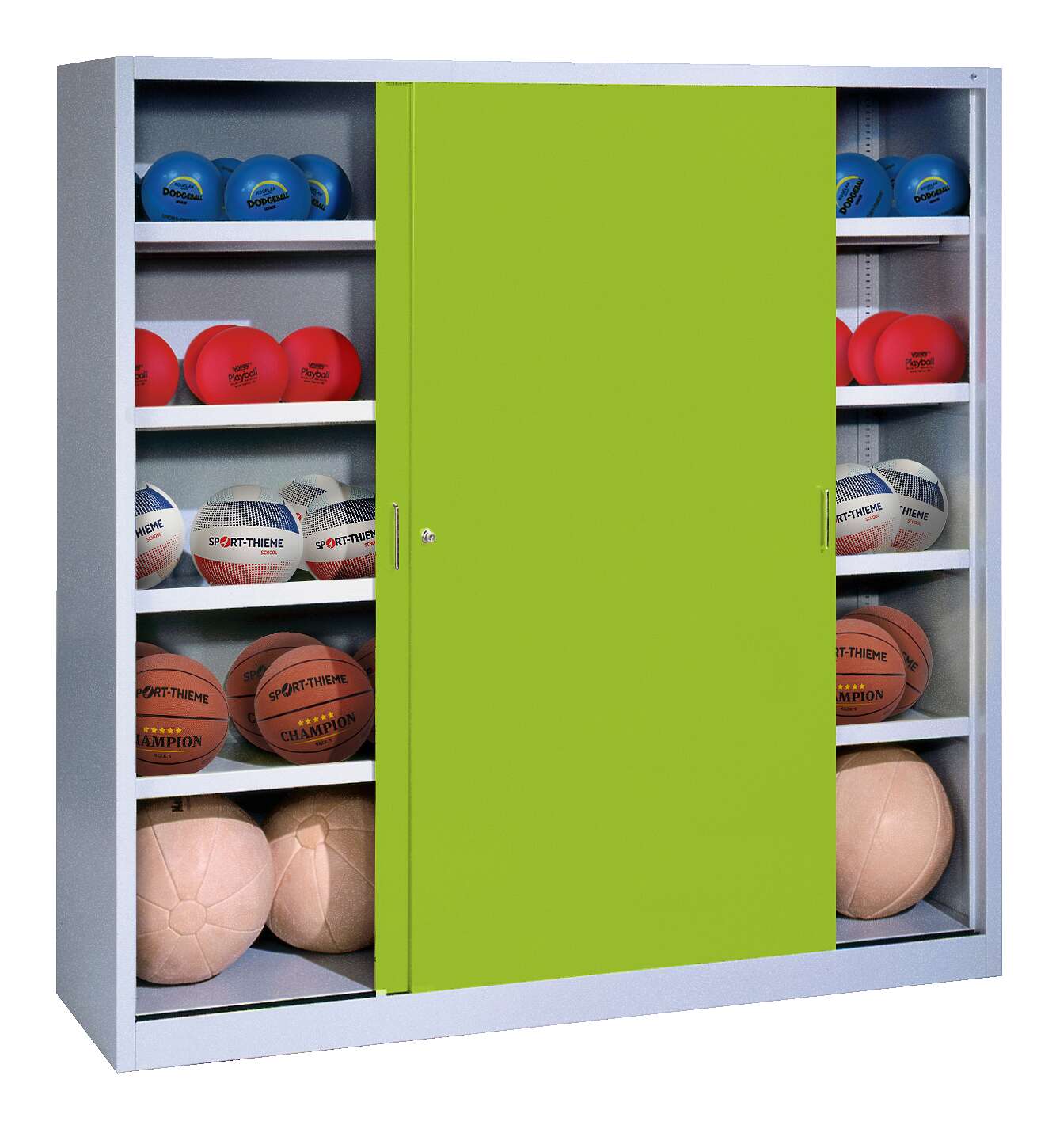 C+P Ballschrank mit Vollblech-Schiebetüren (Typ 4), HxBxT 195x120x50 cm, Clowngrün (RAL 110 80 60), Einzelschließung Unkategorisiert online kaufen