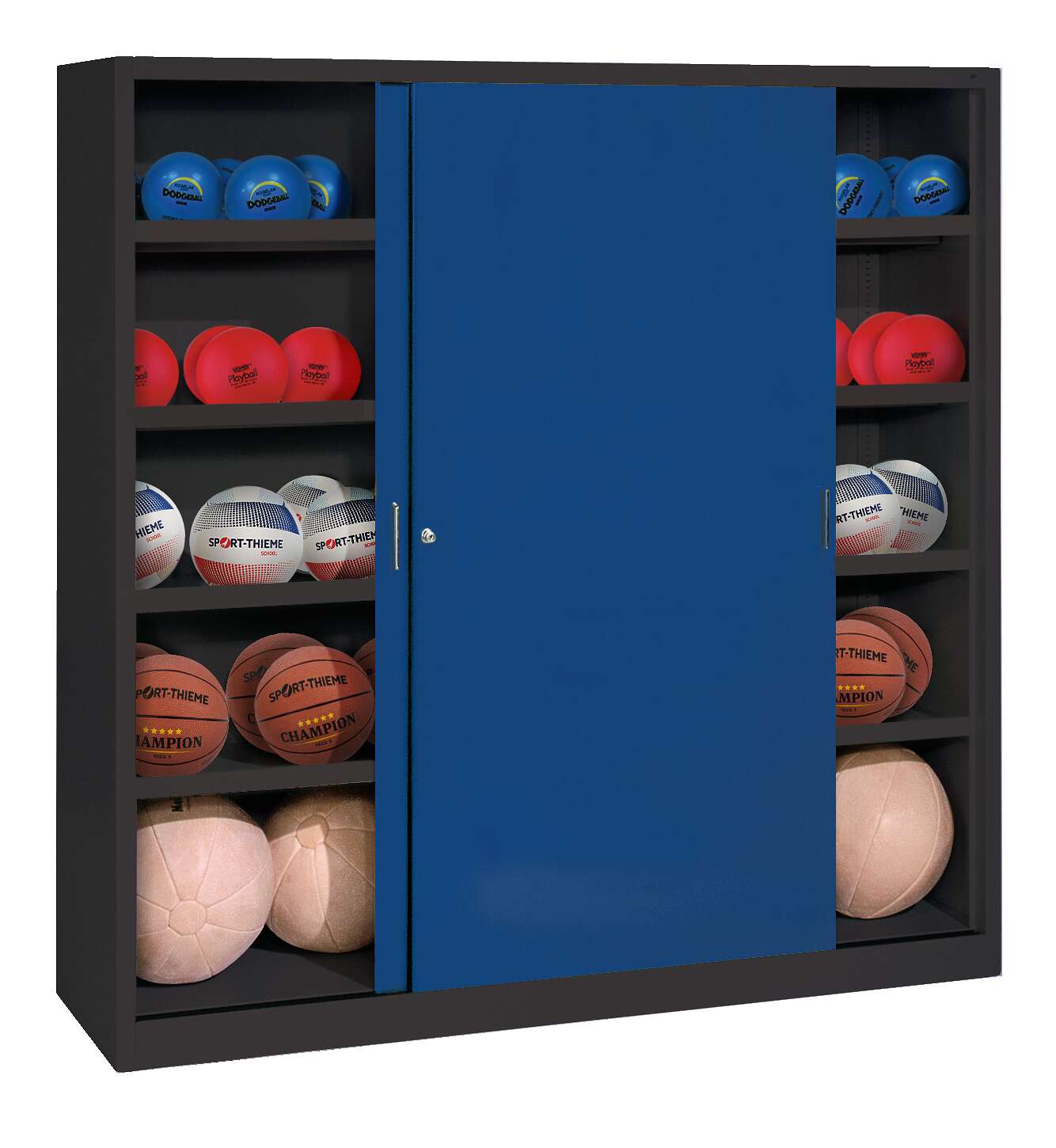 C+P Ballschrank mit Vollblech-Schiebetüren (Typ 4), HxBxT 195x120x50 cm, Enzianblau (RAL 5010), Anthrazit (RAL 7021), Einzelschließung Unkategorisiert online kaufen