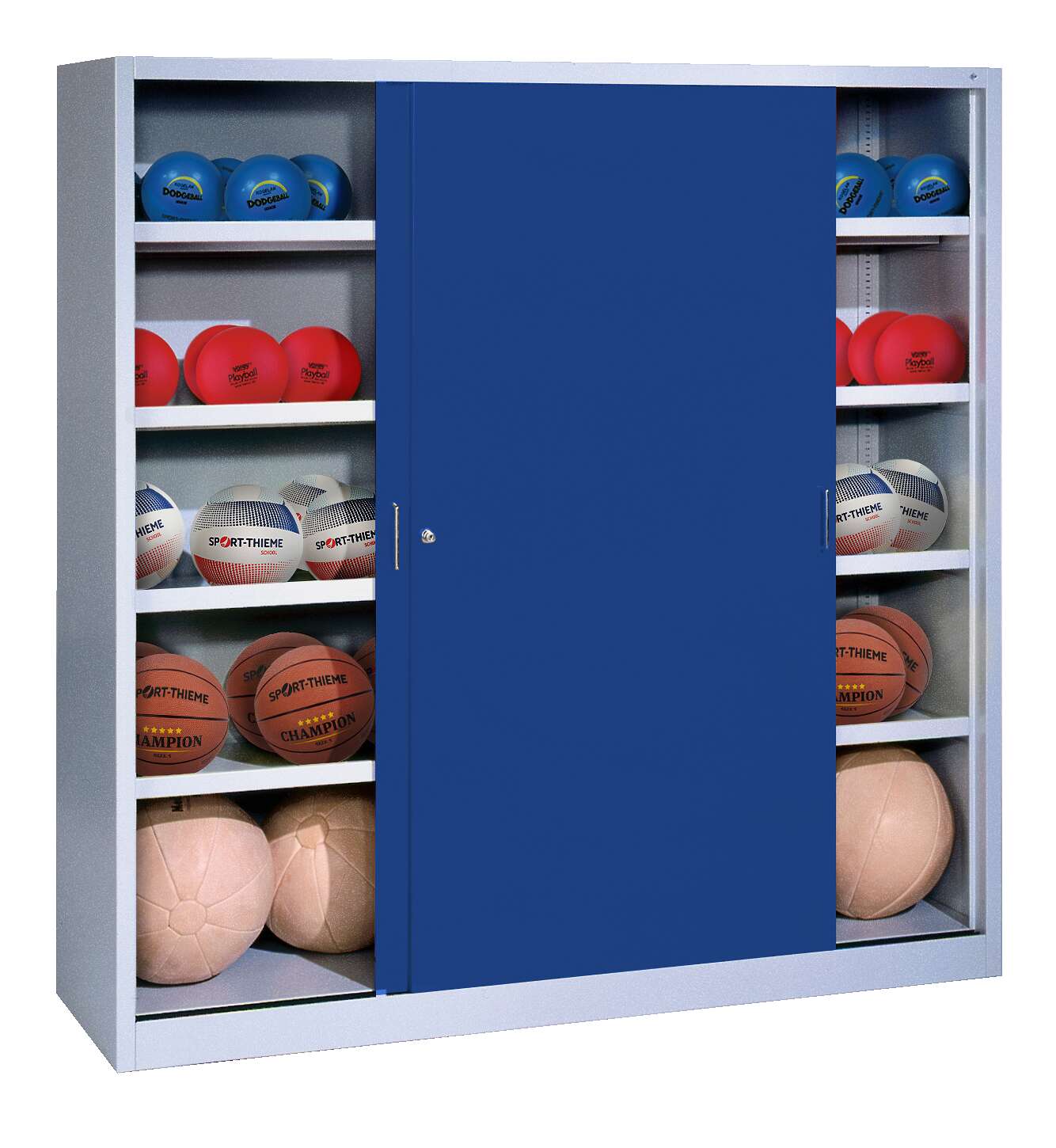 C+P Ballschrank mit Vollblech-Schiebetüren (Typ 4), HxBxT 195x120x50 cm, Enzianblau (RAL 5010), Lichtgrau (RAL 7035), Einzelschließung Unkategorisiert online kaufen