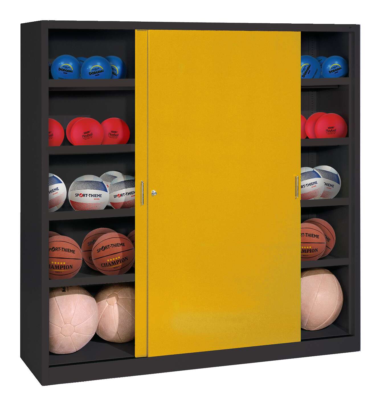 C+P Ballschrank mit Vollblech-Schiebetüren (Typ 4), HxBxT 195x120x50 cm, Goldgelb (RAL 1004), Anthrazit (RAL 7021), Einzelschließung Unkategorisiert online kaufen