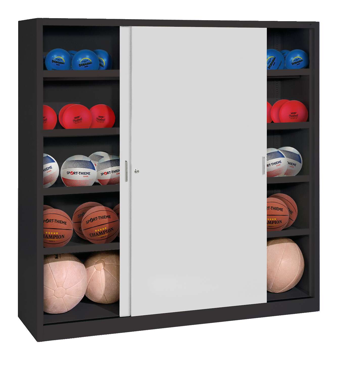 C+P Ballschrank mit Vollblech-Schiebetüren (Typ 4), HxBxT 195x120x50 cm, Lichtgrau (RAL 7035), Anthrazit (RAL 7021), Einzelschließung Unkategorisiert online kaufen C+P Ballschrank mit Vollblech-Schiebetüren (Typ 4), HxBxT 195x120x50 cm, Lichtgrau (RAL 7035), Anthrazit (RAL 7021), Einzelschließung Unkategorisiert online kaufen