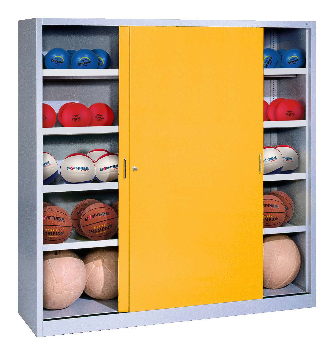 C+P Ballschrank mit Vollblech-Schiebetüren (Typ 4), HxBxT 195x120x50 cm, Verkehrsgelb (RAL 1023), Anthrazit (RAL 7021), Einzelschließung Unkategorisiert online kaufen