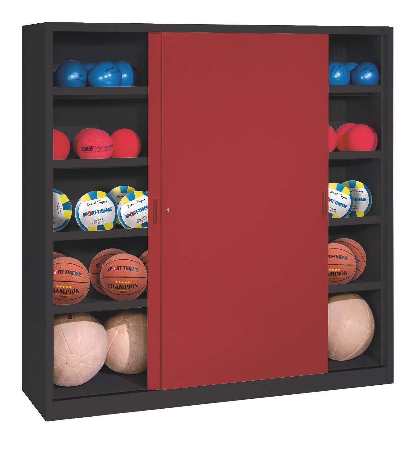 C+P Ballschrank mit Vollblech-Schiebetüren (Typ 4), HxBxT 195x160x50 cm, Rubinrot (RAL 3003), Anthrazit (RAL 7021), Einzelschließung Unkategorisiert online kaufen