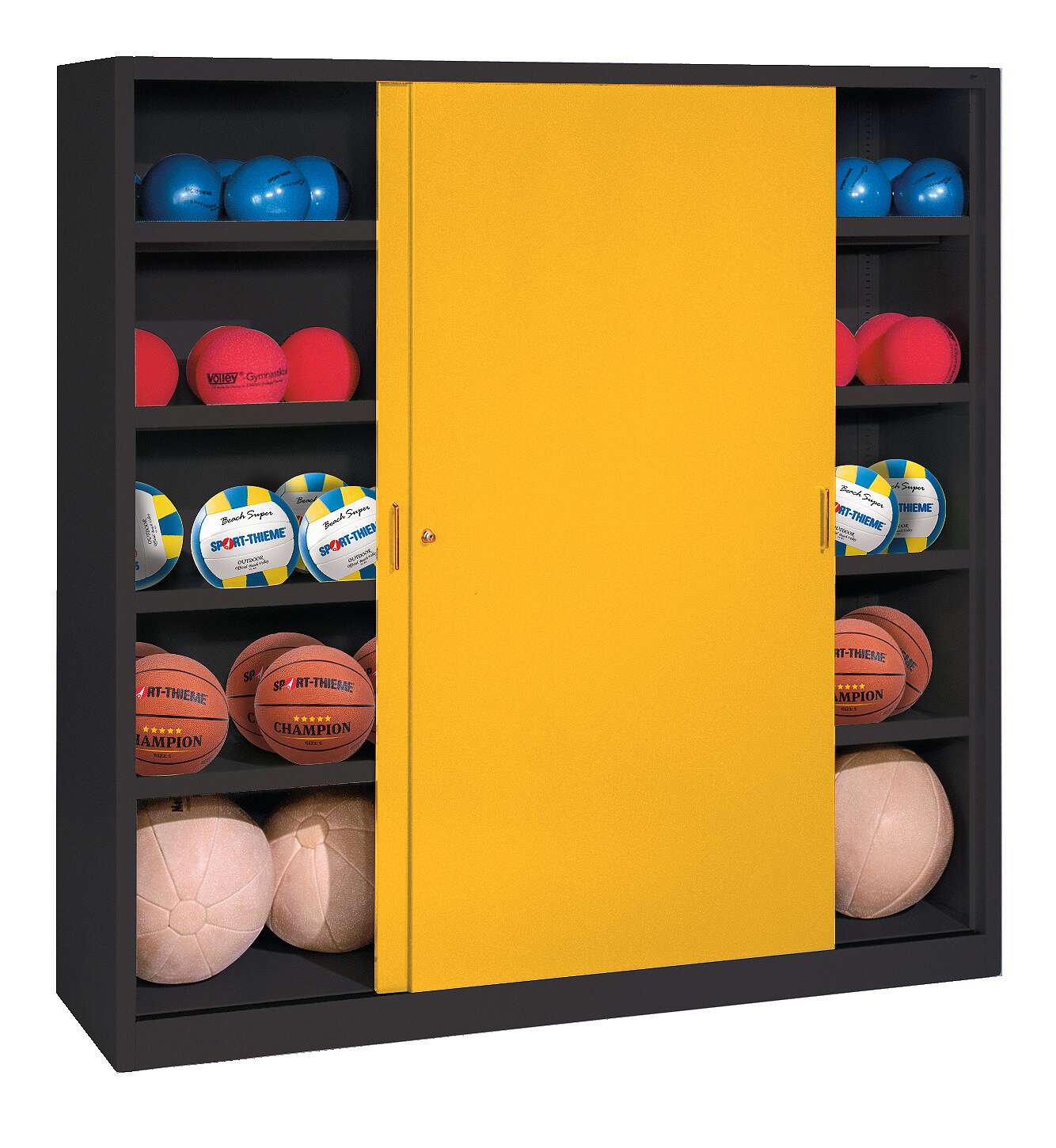 C+P Ballschrank mit Vollblech-Schiebetüren (Typ 4), HxBxT 195x160x50 cm, Verkehrsgelb (RAL 1023), Anthrazit (RAL 7021), Gleichschließung Unkategorisiert online kaufen