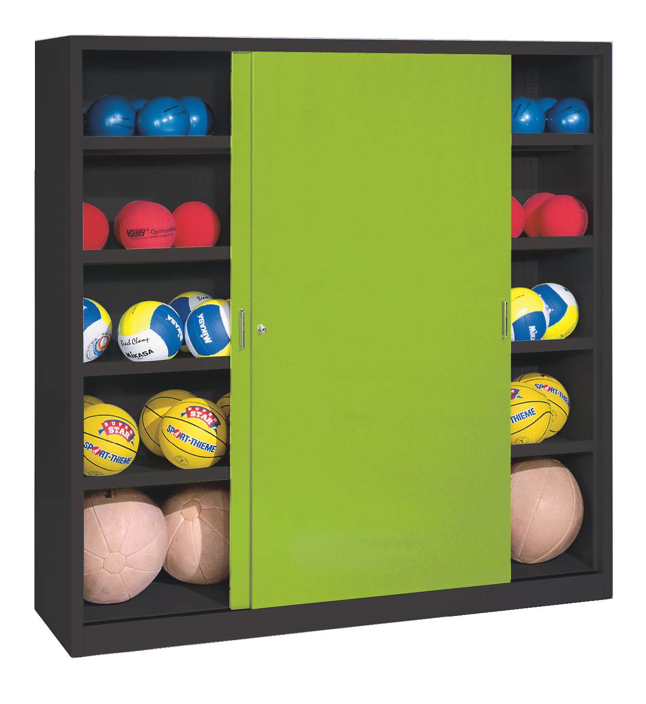 C+P Ballschrank mit Vollblech-Schiebetüren (Typ 4), HxBxT 195x190x60 cm, Clowngrün (RAL 110 80 60), Anthrazit (RAL 7021), Einzelschließung Unkategorisiert online kaufen C+P Ballschrank mit Vollblech-Schiebetüren (Typ 4), HxBxT 195x190x60 cm, Clowngrün (RAL 110 80 60), Anthrazit (RAL 7021), Einzelschließung Unkategorisiert online kaufen