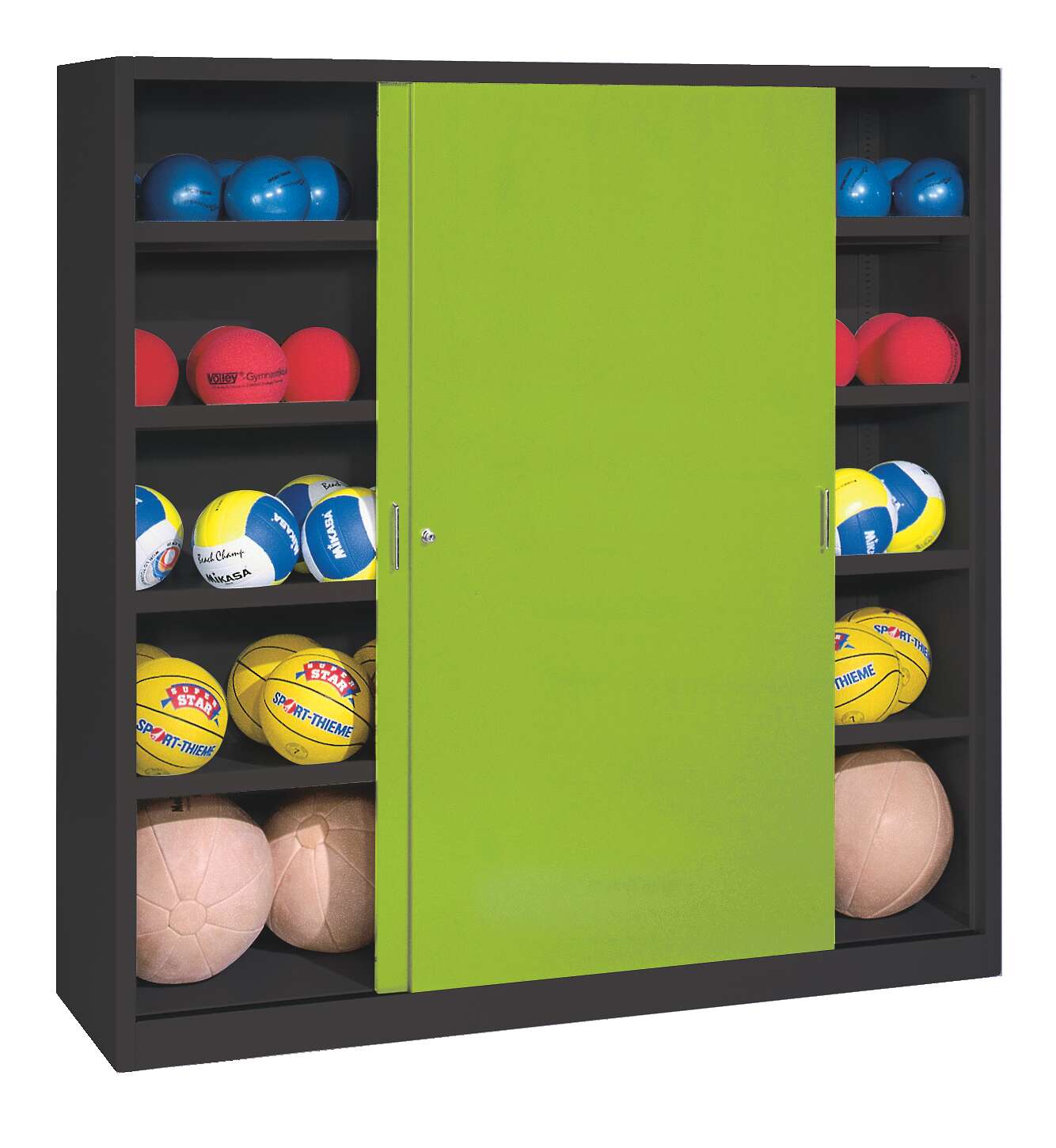 C+P Ballschrank mit Vollblech-Schiebetüren (Typ 4), HxBxT 195x190x60 cm, Clowngrün (RAL 110 80 60), Anthrazit (RAL 7021), Gleichschließung Unkategorisiert online kaufen C+P Ballschrank mit Vollblech-Schiebetüren (Typ 4), HxBxT 195x190x60 cm, Clowngrün (RAL 110 80 60), Anthrazit (RAL 7021), Gleichschließung Unkategorisiert online kaufen