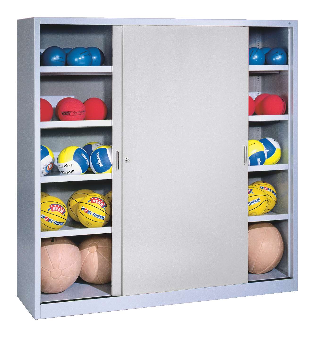 C+P Ballschrank mit Vollblech-Schiebetüren (Typ 4), HxBxT 195x190x60 cm, Lichtgrau (RAL 7035), Lichtgrau (RAL 7035), Einzelschließung Unkategorisiert online kaufen