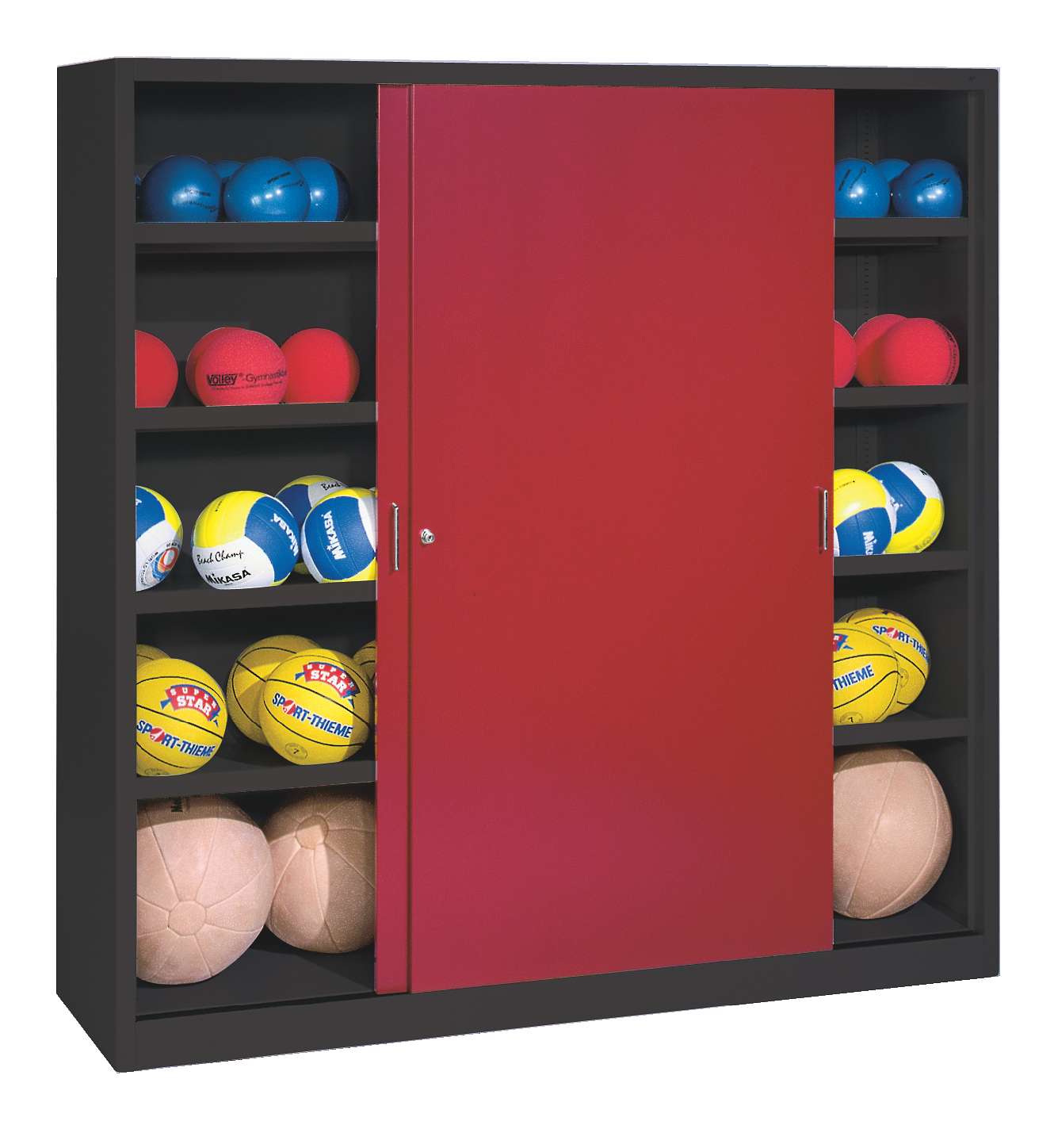 C+P Ballschrank mit Vollblech-Schiebetüren (Typ 4), HxBxT 195x190x60 cm, Rubinrot (RAL 3003), Anthrazit (RAL 7021), Einzelschließung Unkategorisiert online kaufen