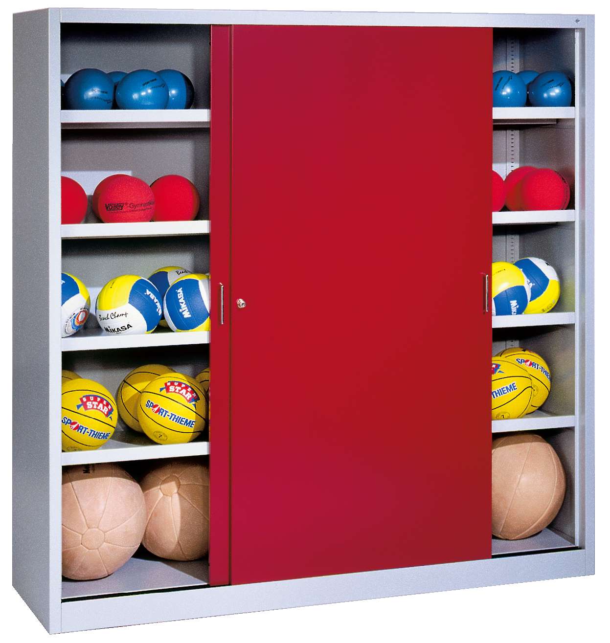 C+P Ballschrank mit Vollblech-Schiebetüren (Typ 4), HxBxT 195x190x60 cm, Rubinrot (RAL 3003), Lichtgrau (RAL 7035), Einzelschließung Unkategorisiert online kaufen C+P Ballschrank mit Vollblech-Schiebetüren (Typ 4), HxBxT 195x190x60 cm, Rubinrot (RAL 3003), Lichtgrau (RAL 7035), Einzelschließung Unkategorisiert online kaufen