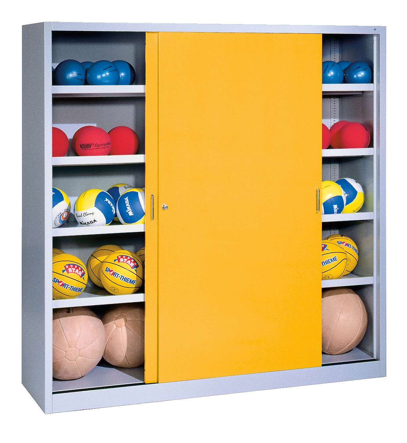 C+P Ballschrank mit Vollblech-Schiebetüren (Typ 4), HxBxT 195x190x60 cm, Verkehrsgelb (RAL 1023), Einzelschließung Unkategorisiert online kaufen