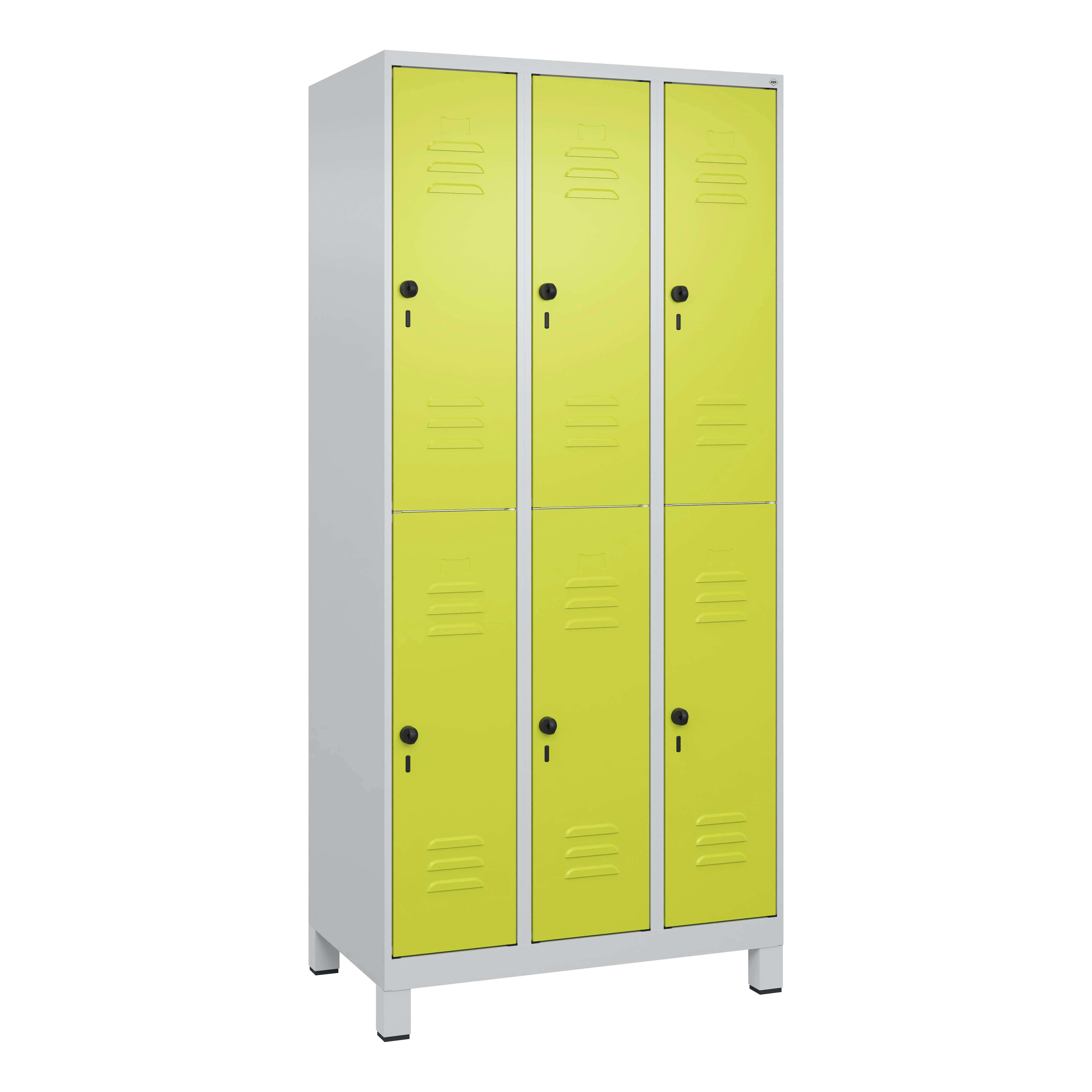 C+P Doppel-Garderobenschrank "Classic Plus", Abteilbreite 30 cm, mit Füßen, Clowngrün (RAL 110 80 60), 195x60x50 cm/ 4 Fächer Unkategorisiert online kaufen