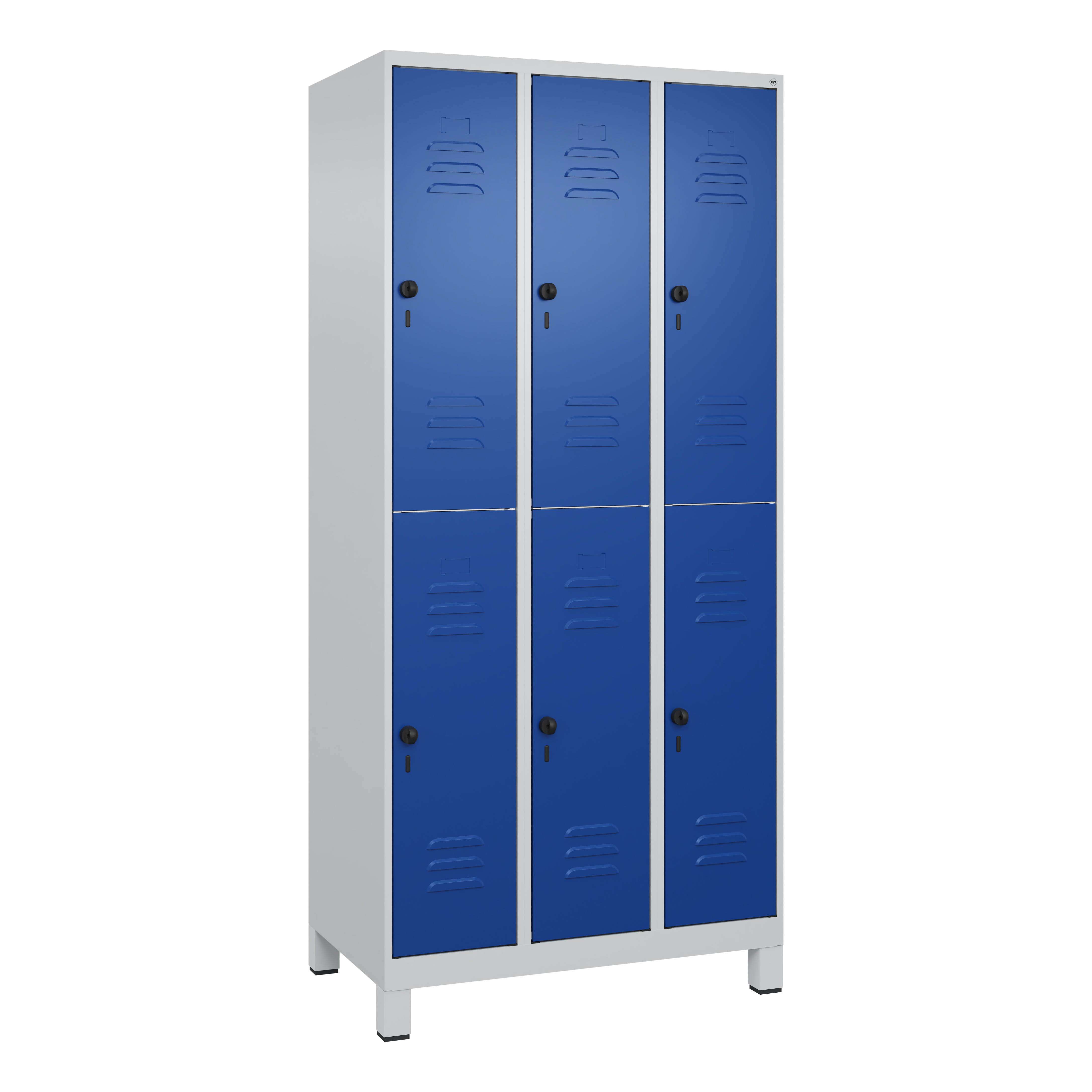 C+P Doppel-Garderobenschrank "Classic Plus", Abteilbreite 30 cm, mit Füßen, Enzianblau (RAL 5010), 195x90x50 cm/ 6 Fächer Unkategorisiert online kaufen