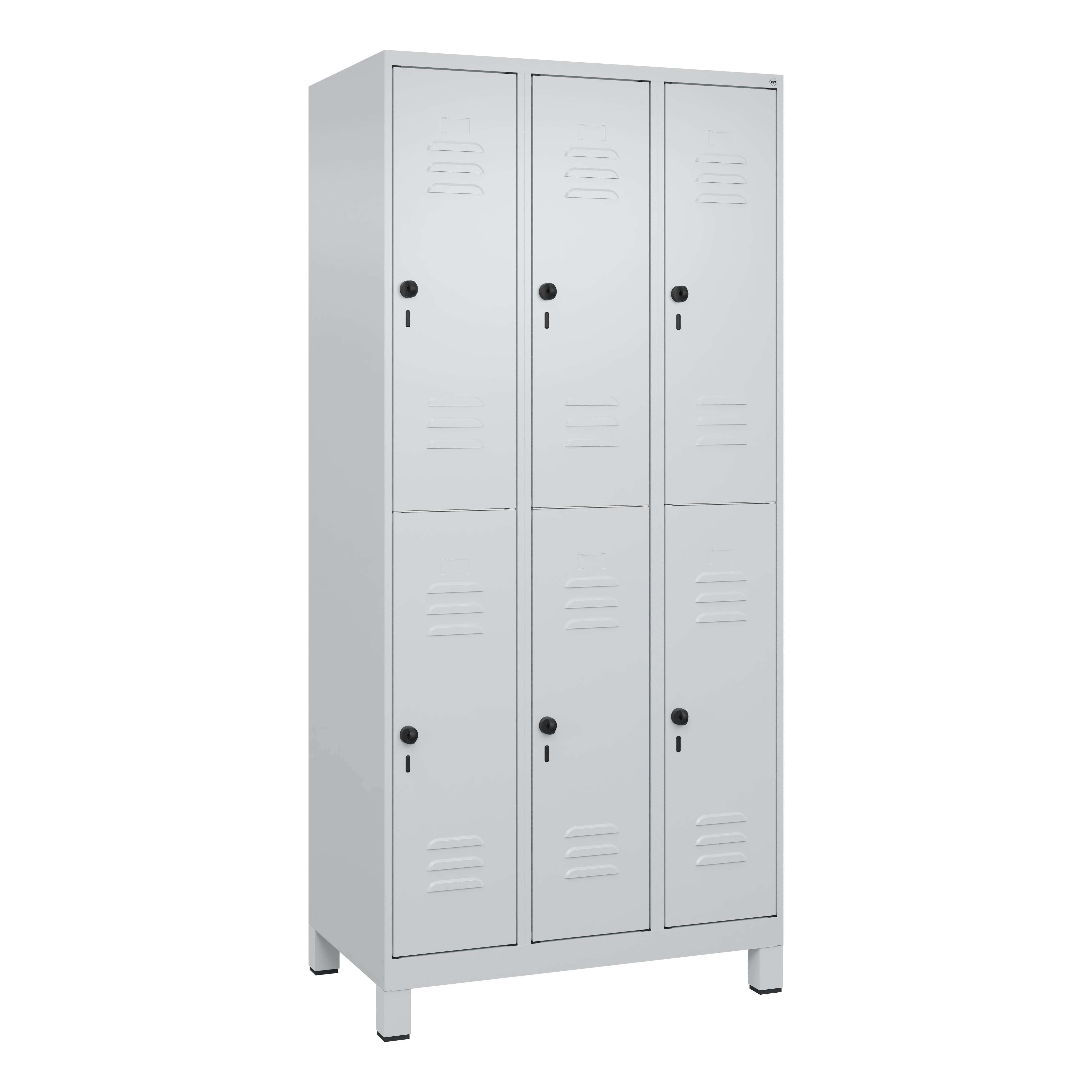 C+P Doppel-Garderobenschrank "Classic Plus", Abteilbreite 30 cm, mit Füßen, Lichtgrau (RAL 7035), 195x90x50 cm/ 6 Fächer Unkategorisiert online kaufen