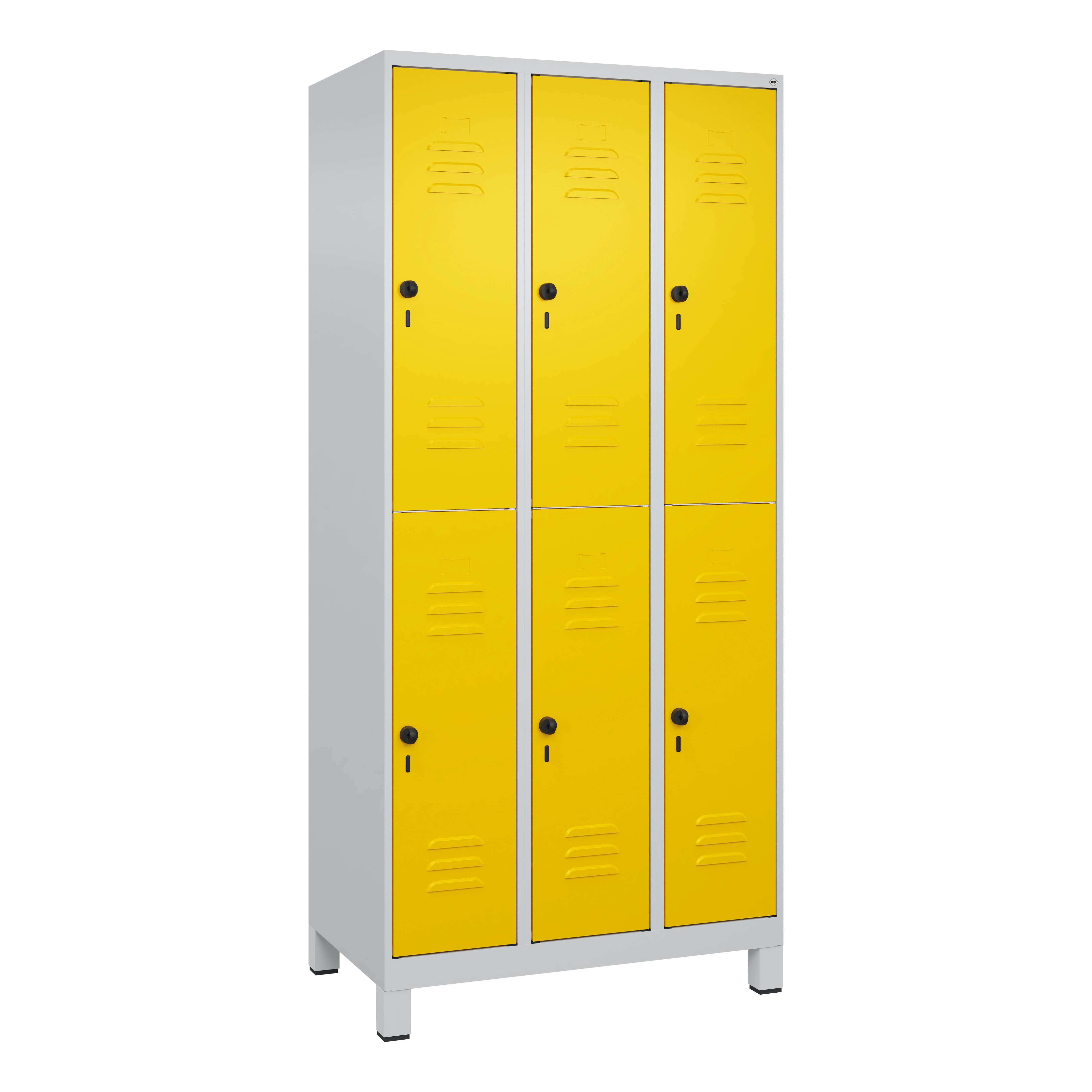 C+P Doppel-Garderobenschrank "Classic Plus", Abteilbreite 30 cm, mit Füßen, Verkehrsgelb (RAL 1023), 195x90x50 cm/ 6 Fächer Unkategorisiert online kaufen