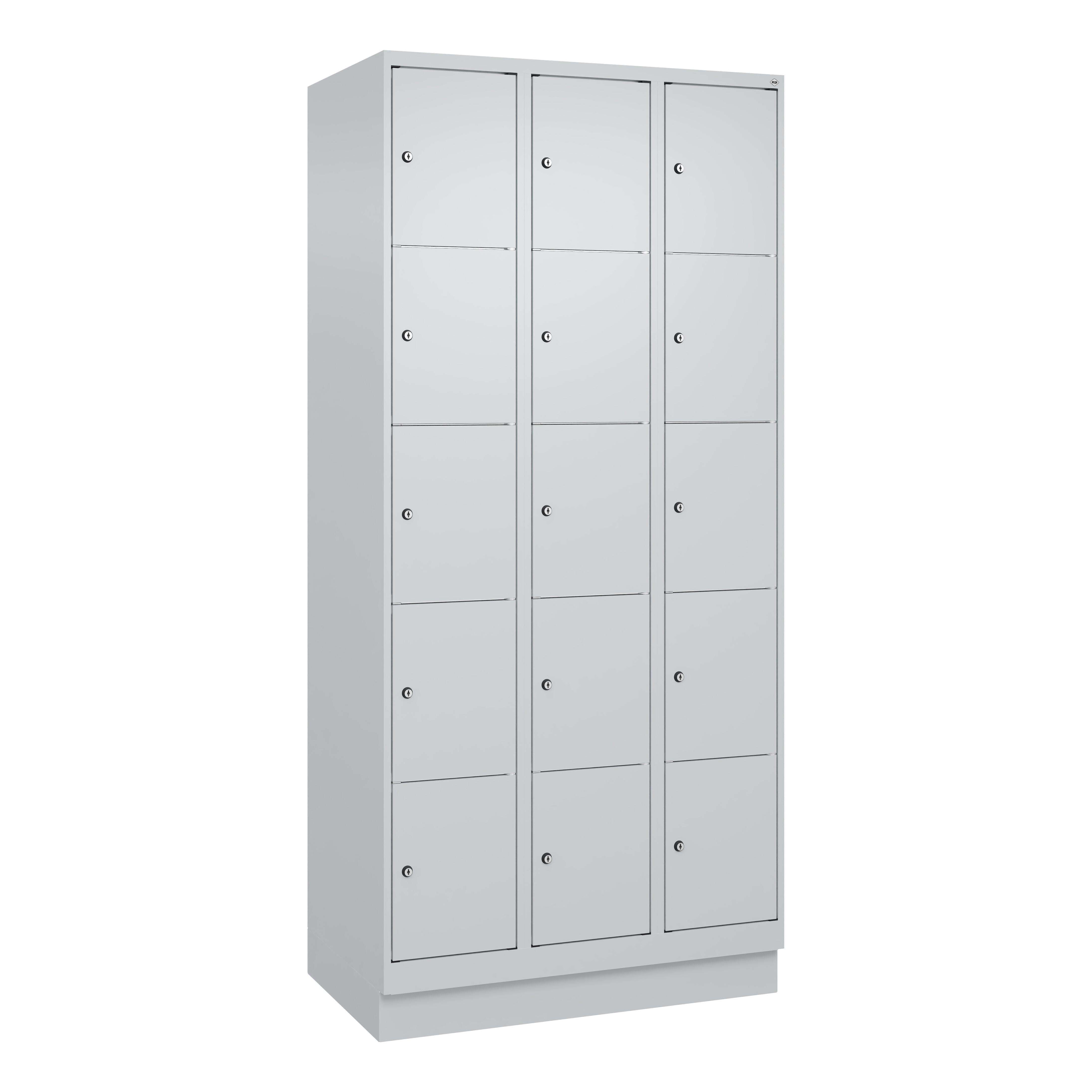 C+P Fächerschrank "Classic Plus", 5 Fächer übereinander, Abteilbreite 30 cm, mit Sockel, Lichtgrau (RAL 7035), 195x90x50 cm/ 15 Fächer Unkategorisiert online kaufen