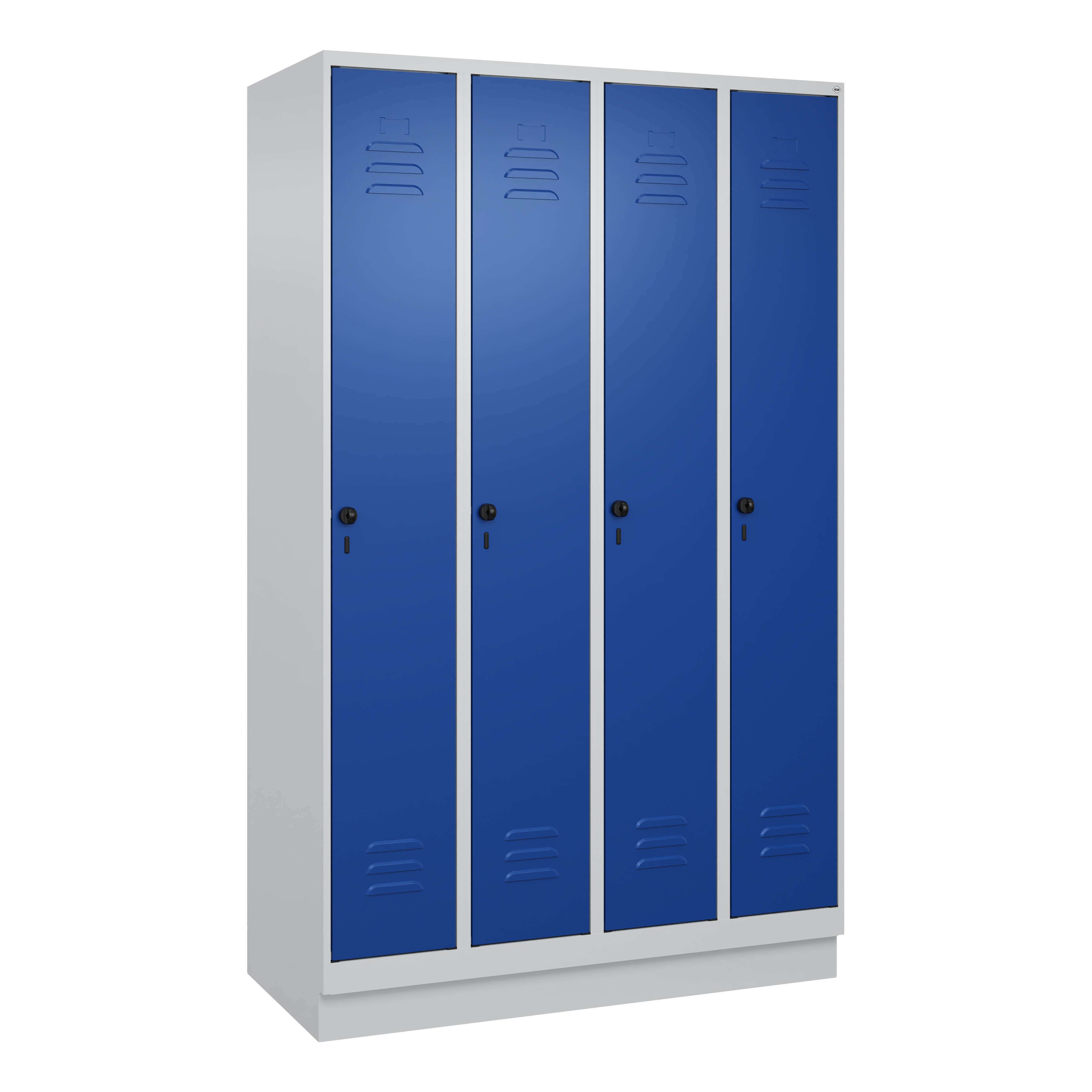 C+P Garderobenschrank "Classic Plus", Abteilbreite 30 cm, mit Sockel, Enzianblau (RAL 5010), 195x120x50 cm/ 4 Fächer Unkategorisiert online kaufen