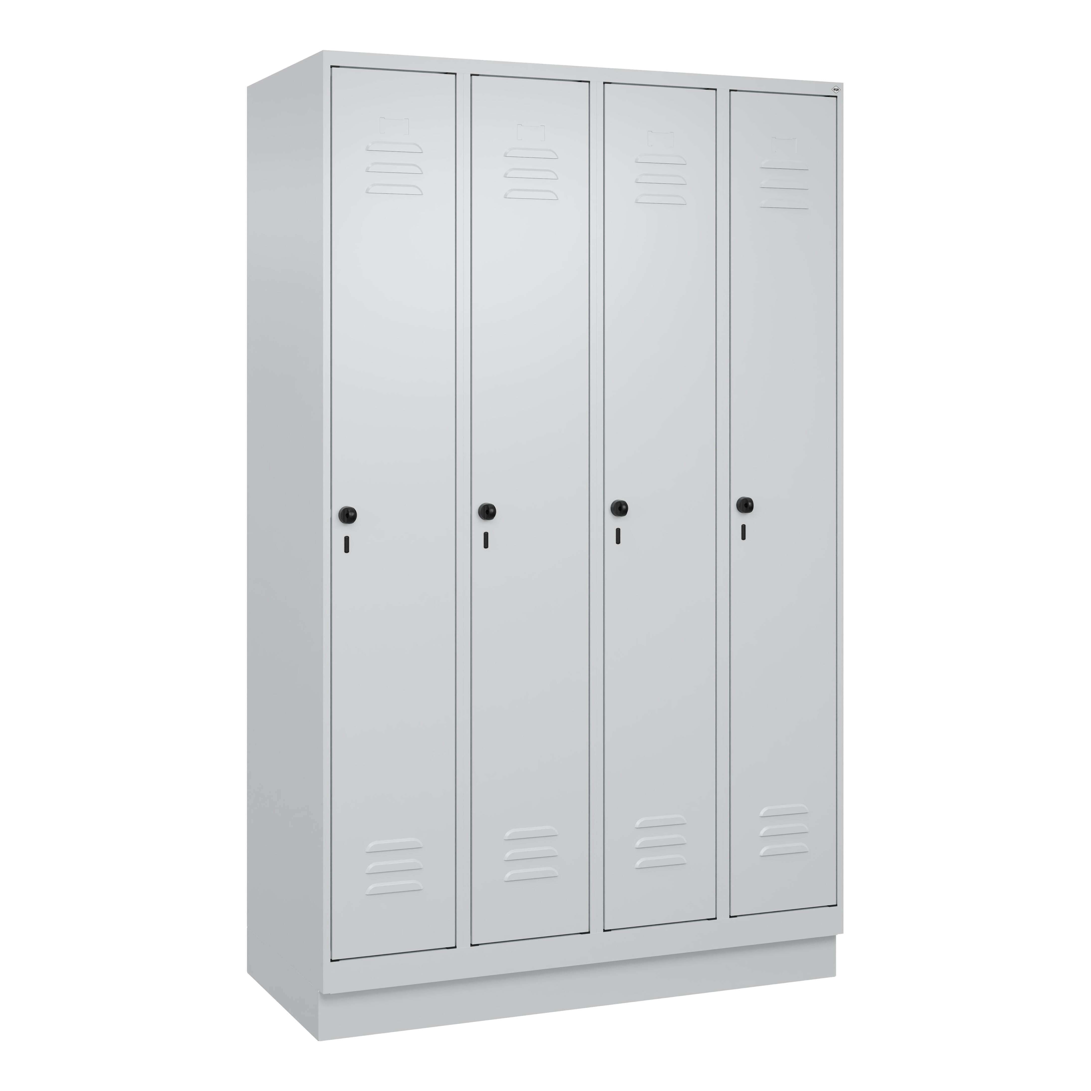 C+P Garderobenschrank "Classic Plus", Abteilbreite 30 cm, mit Sockel, Lichtgrau (RAL 7035), 195x120x50 cm/ 4 Fächer Unkategorisiert online kaufen