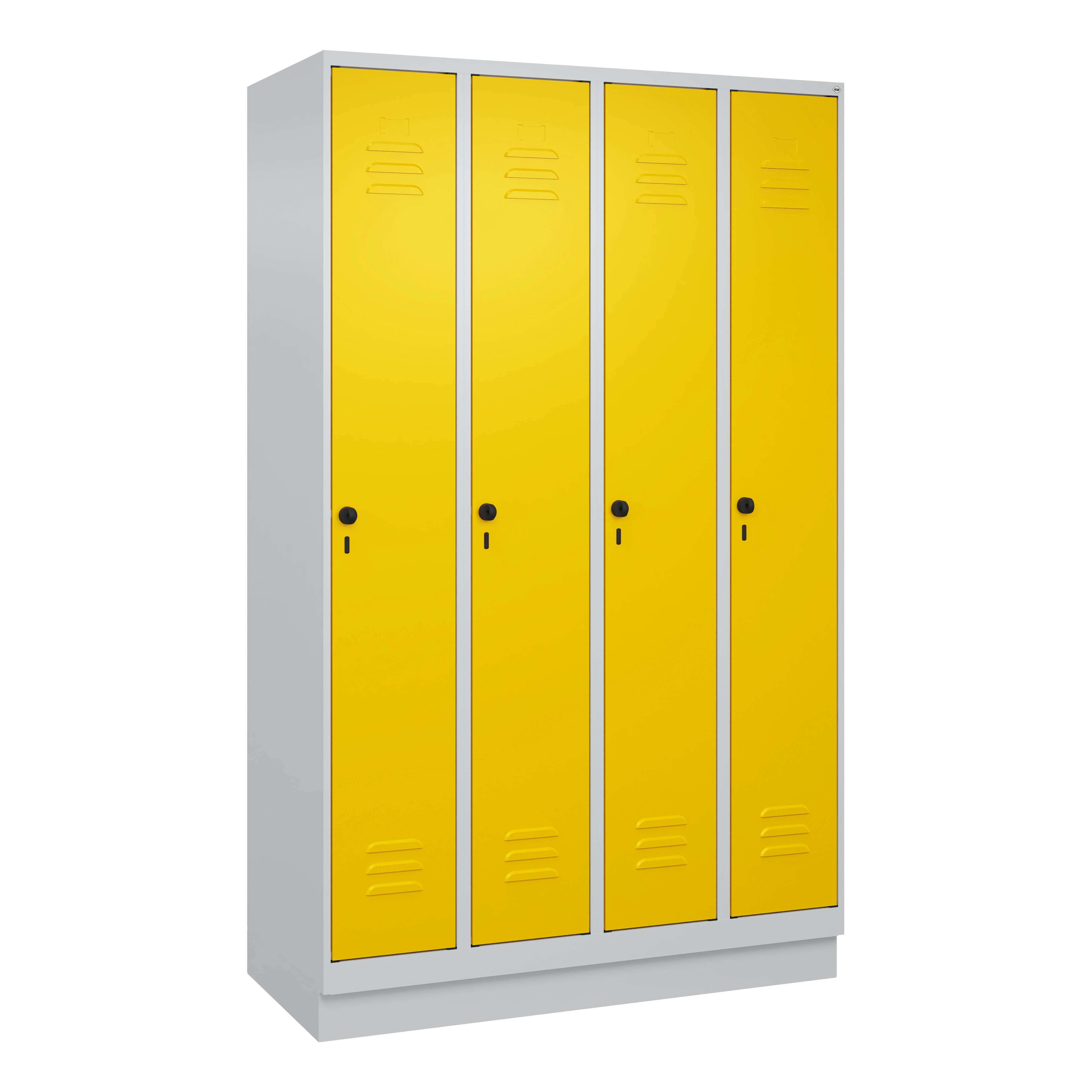 C+P Garderobenschrank "Classic Plus", Abteilbreite 30 cm, mit Sockel, Verkehrsgelb (RAL 1023), 195x120x50 cm/ 4 Fächer Unkategorisiert online kaufen