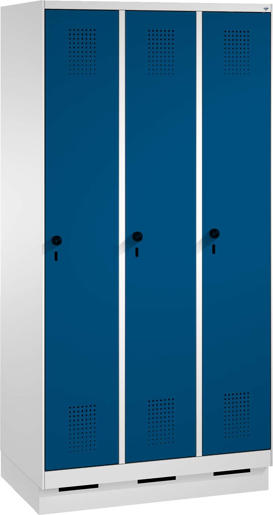 C+P Garderobenschrank "S 3000 Evolo", Abteilbreite 30 cm, mit Sockel, Enzianblau (RAL 5010), 180x90x50 cm/ 3 Abteile Unkategorisiert online kaufen