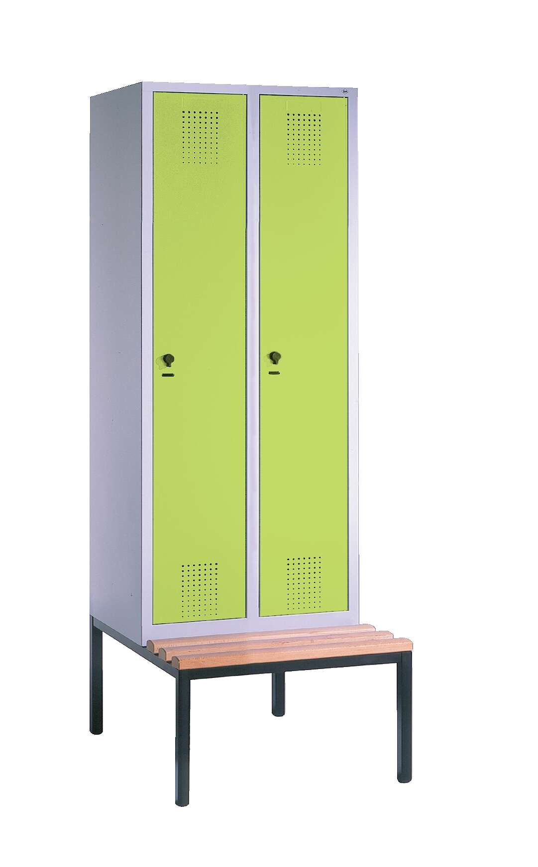 C+P Garderobenschrank "S 3000 Evolo", Abteilbreite 40 cm, mit Sitzbank, Clowngrün (RAL 110 80 60), 209x80x50 cm Unkategorisiert online kaufen