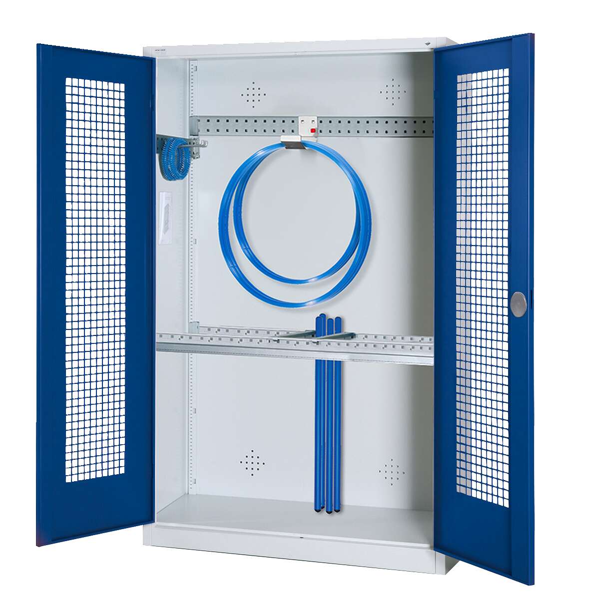 C+P Modul-Sportgeräteschrank "Grundausstattung" mit Lochblech-Flügeltüren, HxBxT 195x120x50 cm, Ergo-Lock Muldengriff, Enzianblau (RAL 5010), Lichtgrau (RAL 7035), Einzelschließung Unkategorisiert online kaufen