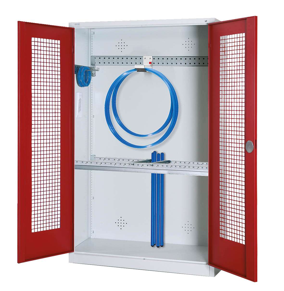 C+P Modul-Sportgeräteschrank "Grundausstattung" mit Lochblech-Flügeltüren, HxBxT 195x120x50 cm, Ergo-Lock Muldengriff, Rubinrot (RAL 3003), Lichtgrau (RAL 7035), Einzelschließung Unkategorisiert online kaufen