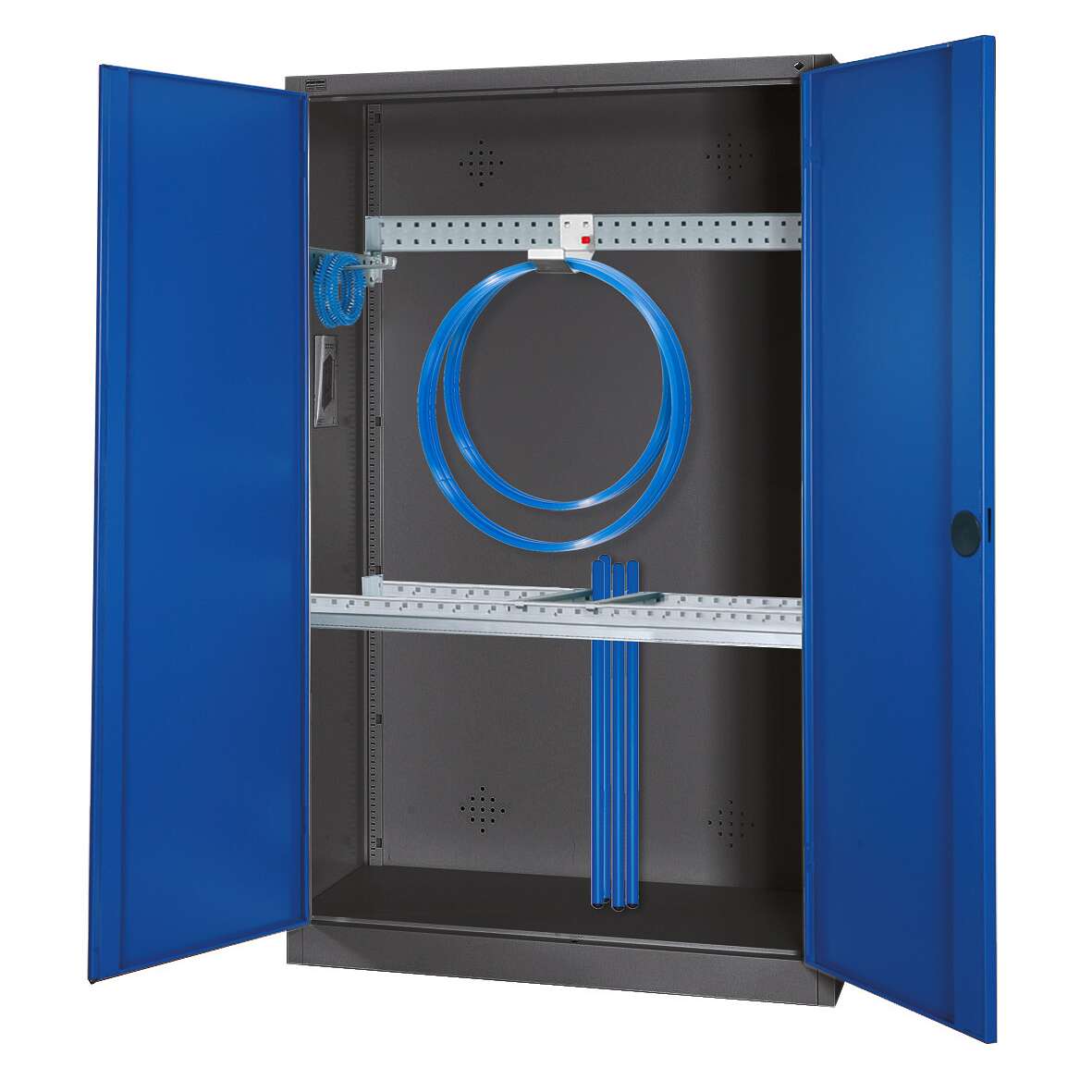 C+P Modul-Sportgeräteschrank "Grundausstattung" mit Vollblech-Flügeltüren, HxBxT 195x120x50 cm, Enzianblau (RAL 5010), Ergo-Lock Muldengriff, Anthrazit (RAL 7021), Einzelschließung Unkategorisiert online kaufen