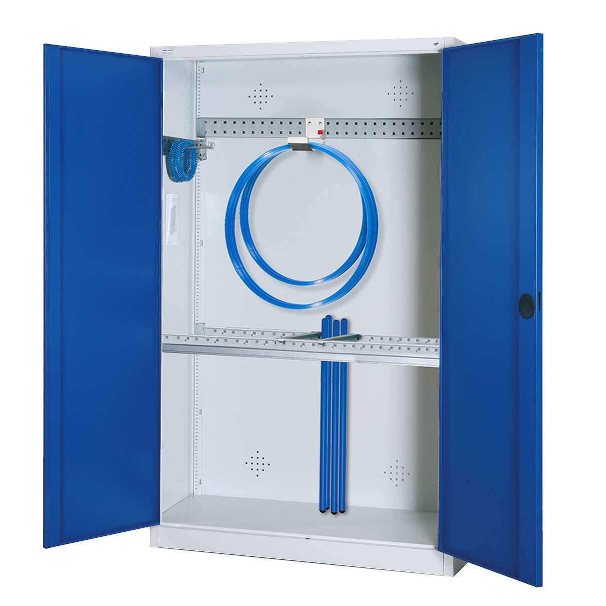 C+P Modul-Sportgeräteschrank "Grundausstattung" mit Vollblech-Flügeltüren, HxBxT 195x120x50 cm, Ergo-Lock Muldengriff, Enzianblau (RAL 5010), Lichtgrau (RAL 7035), Einzelschließung Unkategorisiert online kaufen